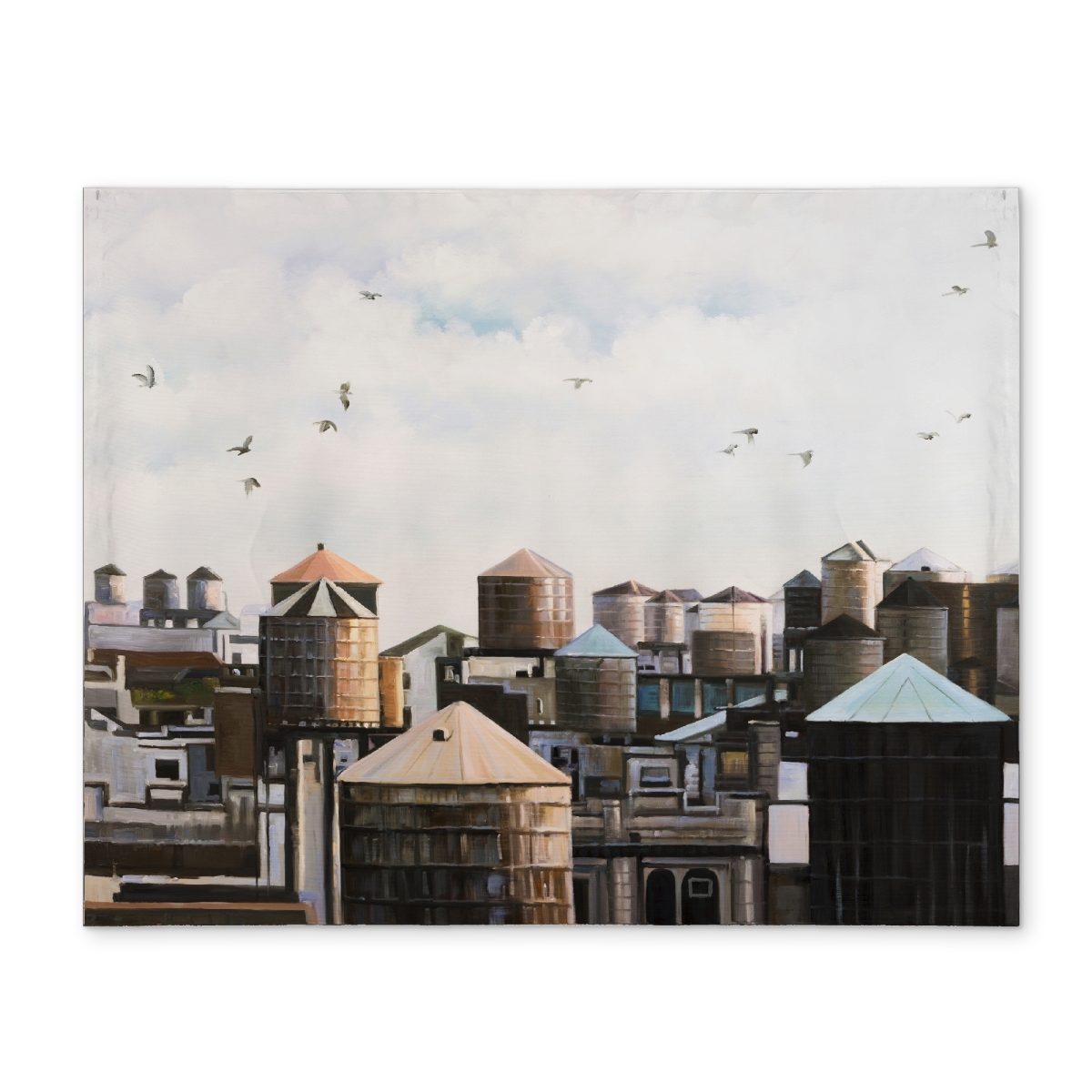 Picture of Begin Home Decor CPPM1418X4FFAM 14 x 18 in. Water Towers Birds Placemat - Blue Polyester Home Decor