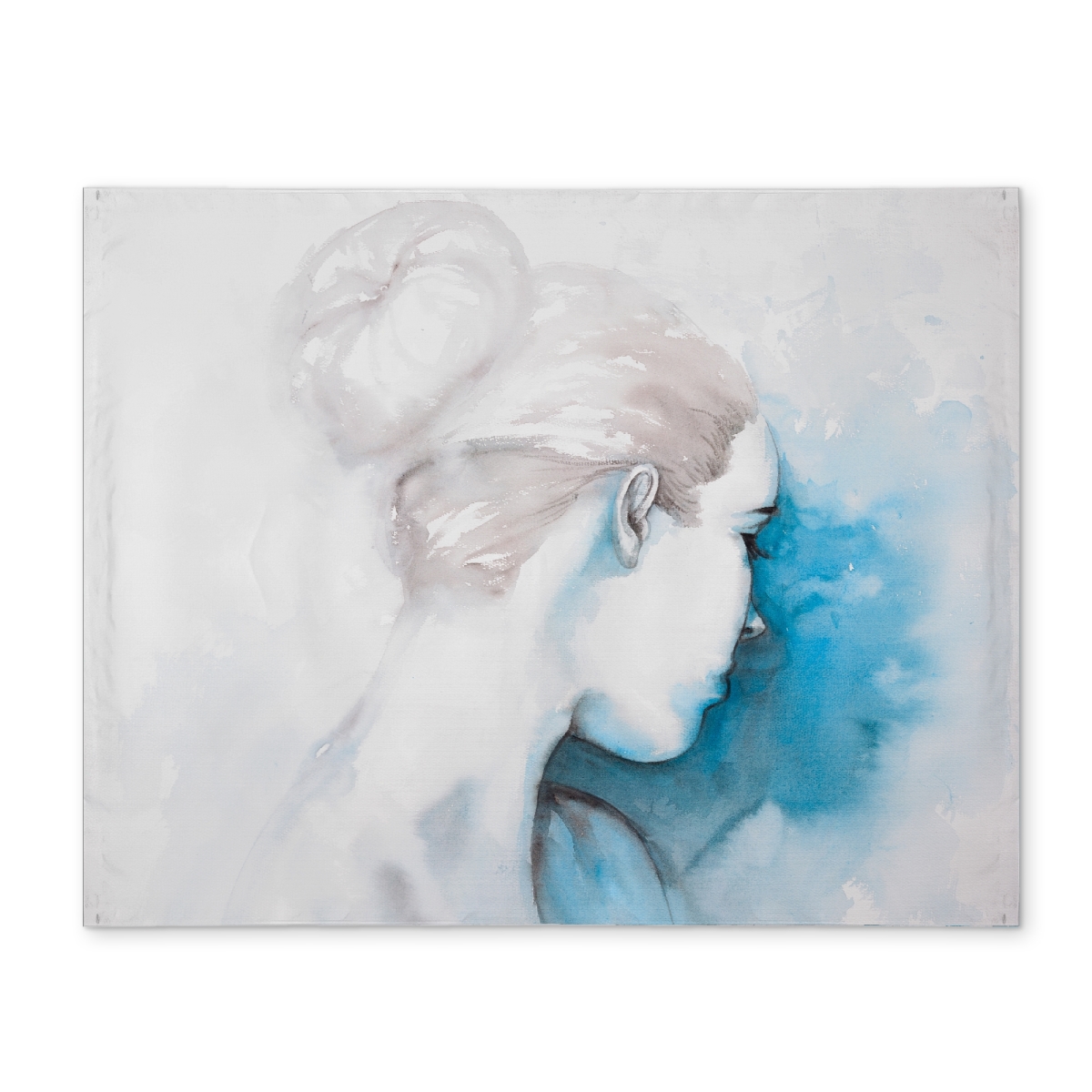 Picture of Begin Home Decor CPPM14186R502P 14 x 18 in. Watercolor Abstract Girl Bun Blue Polyester Placemat Decor