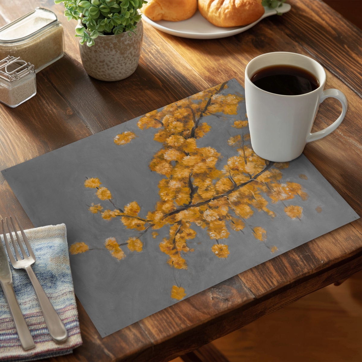 CPPM1418ZAJUV1 14 x 18 in. Golden Wattle Trees Placemat - Contemporary Home Decor