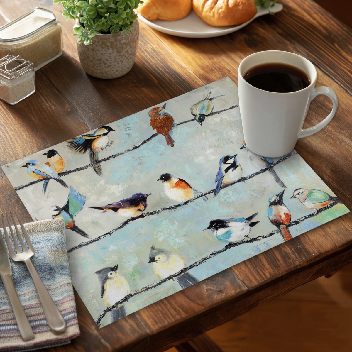 Picture of Begin Home Decor CPPM14187ZE6EW 14 x 18 in. Orange Bird Placemat - Contemporary Bedroom Decor Accessory
