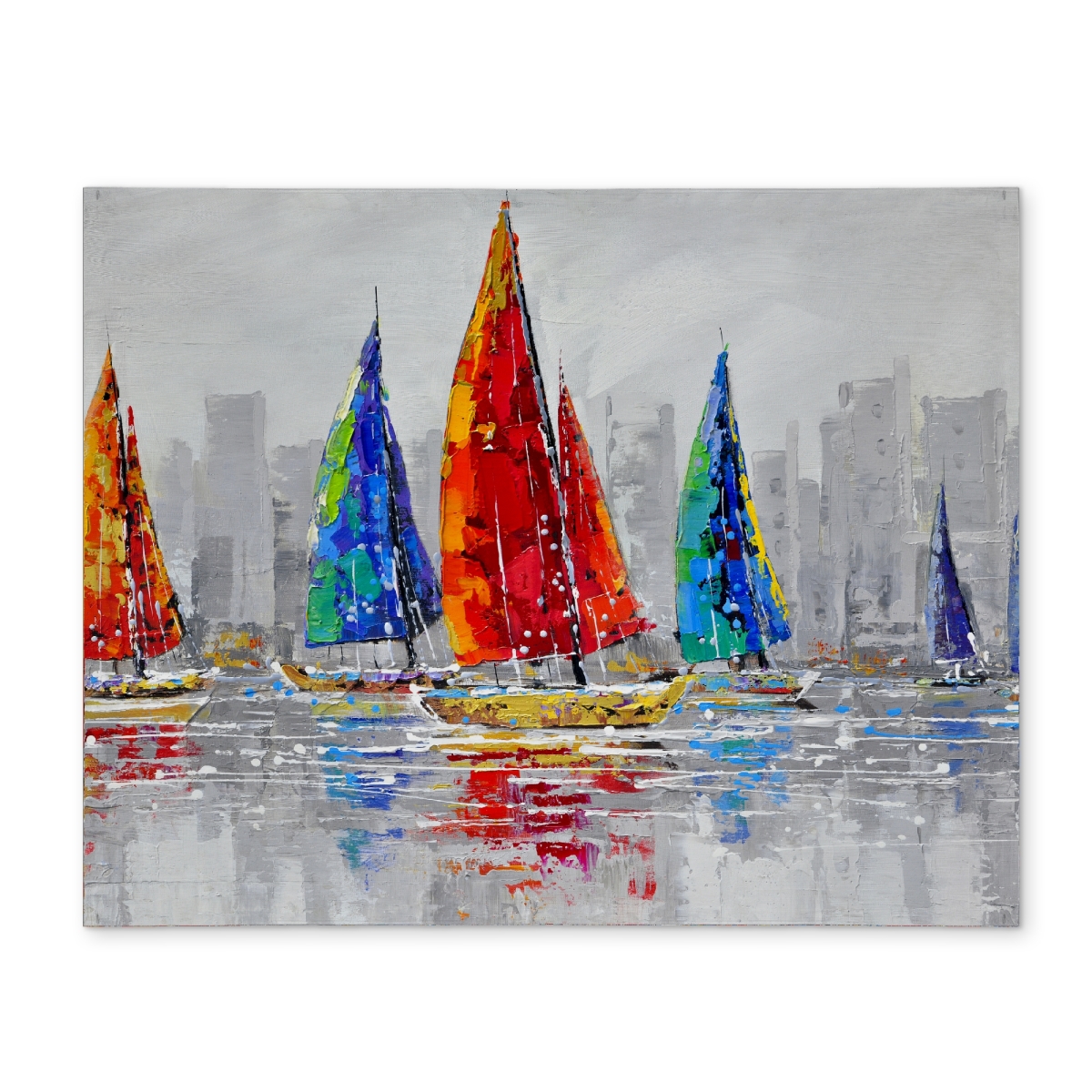 Picture of Begin Home Decor CPPM1418WBMEZF 14 x 18 in. Colorful Boats Placemat - Contemporary Bedroom Decor