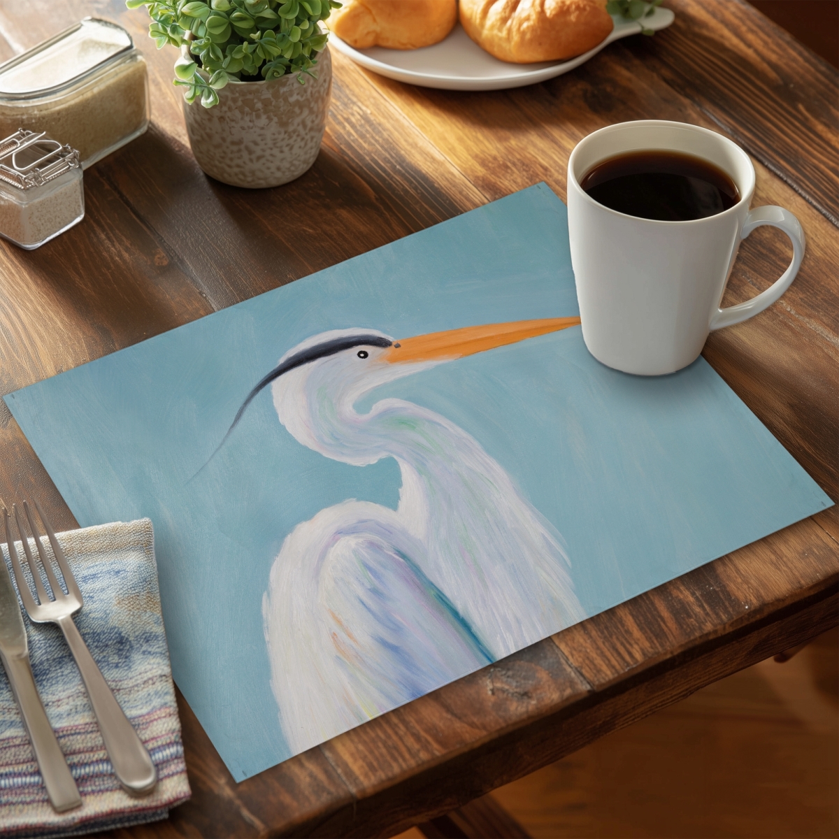 Picture of Begin Home Decor CPPM1418LLEDAC 14 x 18 in. Great Blue Heron Placemat - Blue Marine Bird Decor for Home