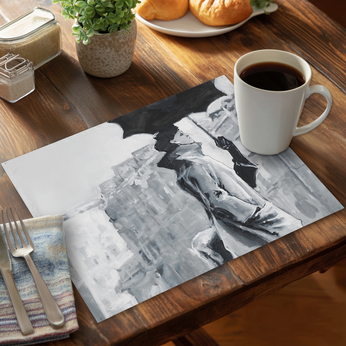 Picture of Begin Home Decor CPPM1418KKQPJ4 14 x 18 in. Woman in the Rain Placemat - Contemporary Bedroom Decor