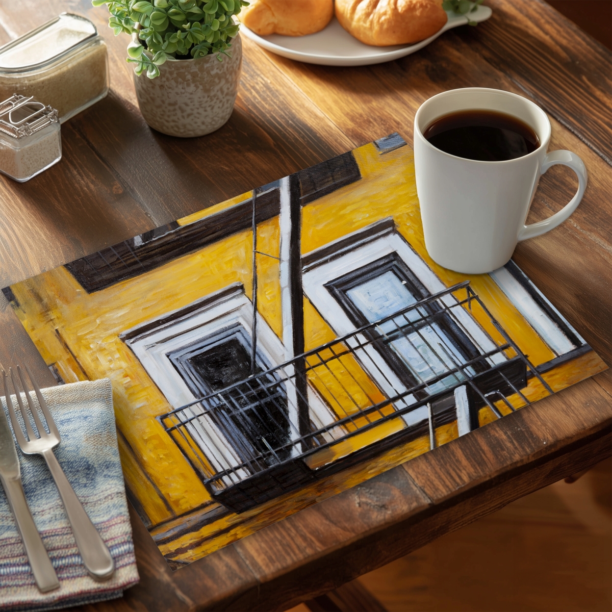 Picture of Begin Home Decor CPPM1418H2V8RU 14 x 18 in. Building Old Fire Escape Placemat - Modern Bedroom Decor