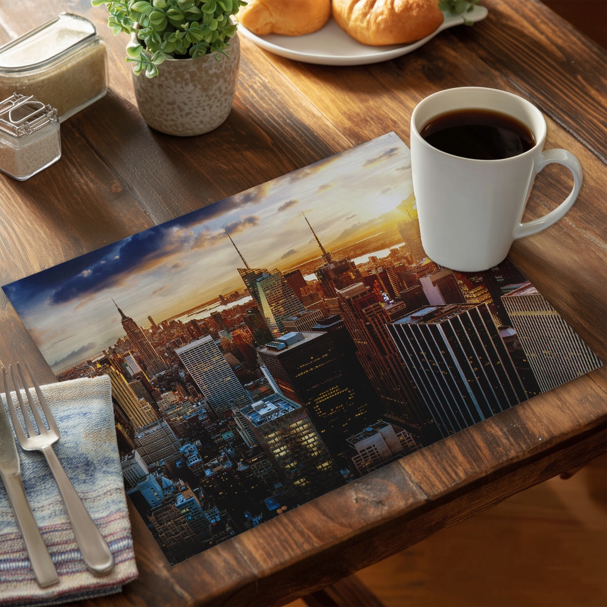 Picture of Begin Home Decor CPPM1418795BXH 14 x 18 in. City of York by Dawn Blue Placemat - Home Decor