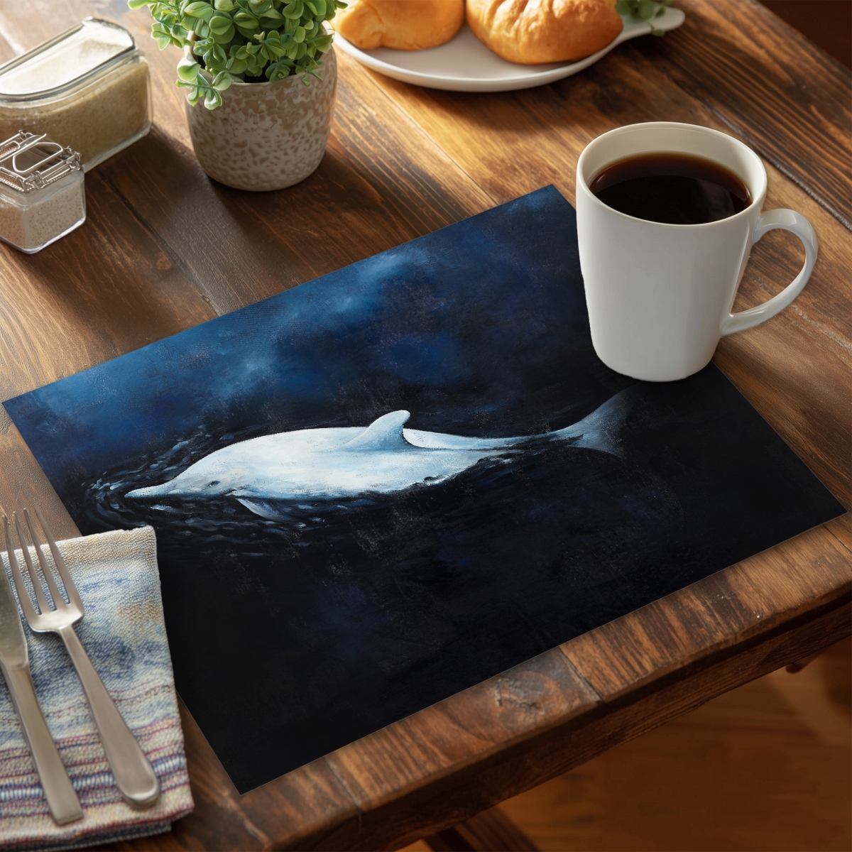Picture of Begin Home Decor CPPM1418DXVYL4 14 x 18 in. Swimming Dolphin Placemat - Contemporary Bedroom Decor