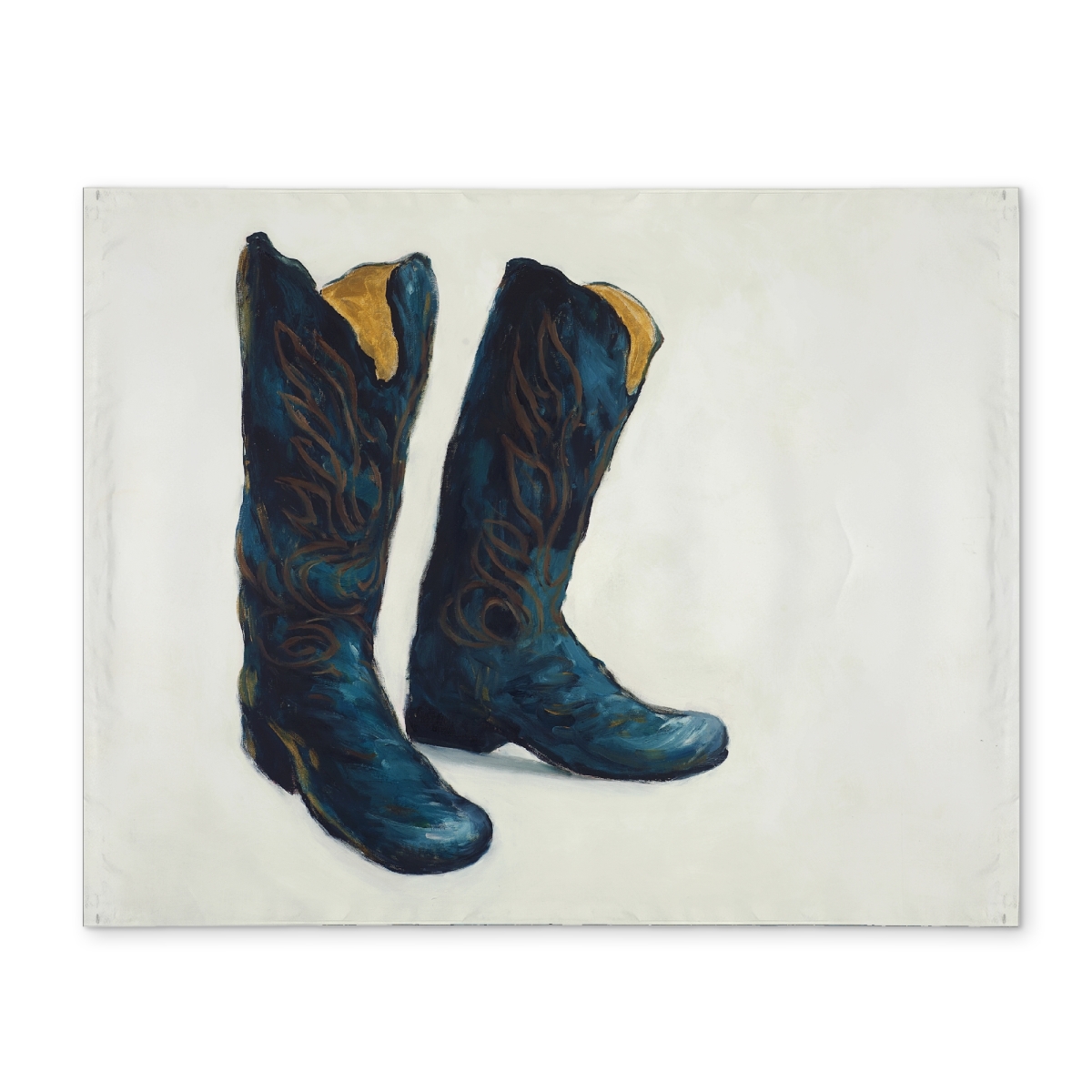 CPPM1418Y5AQDD 14 x 18 in. Leather Cowboy Boots Blue Placemat - Bedroom Shoes Decor