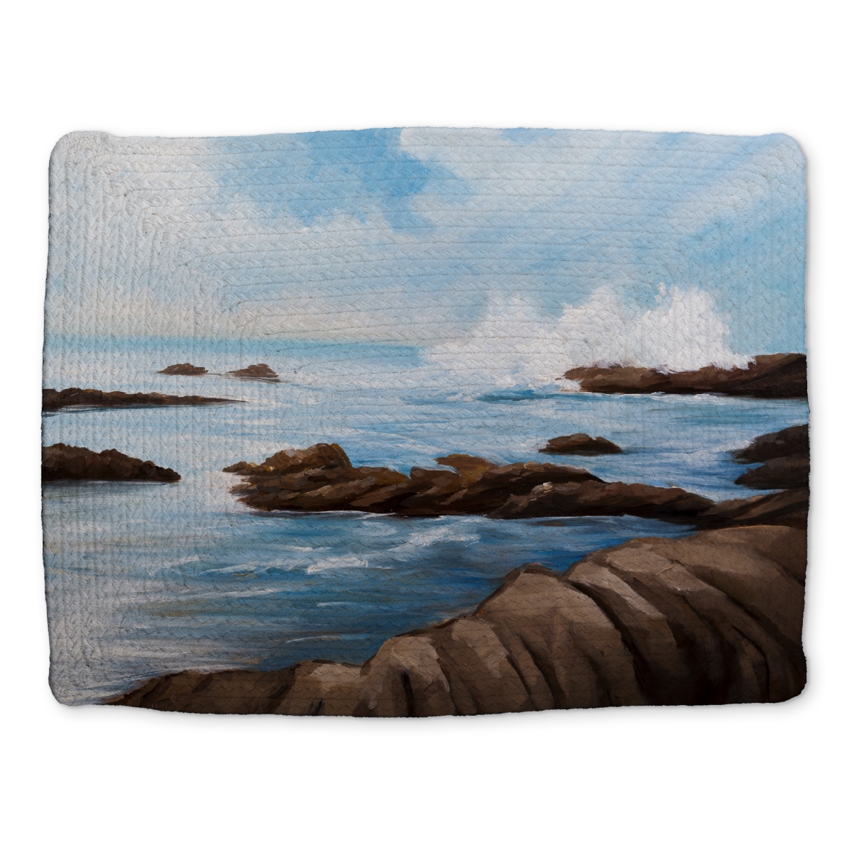 Picture of Begin Home Decor CBPM1418TMW7A5 14 x 18 in. Sea Blue Braided Placemat - Seaside Wave - Home Decor Essential