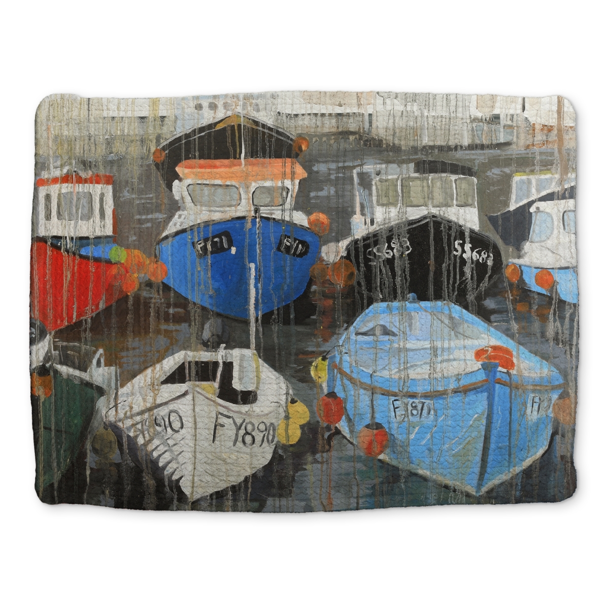 Picture of Begin Home Decor CBPM1418JG2PAD 14 x 18 in. Boat Blue Bedroom Braided Placemat - Color Fading Rain Decor