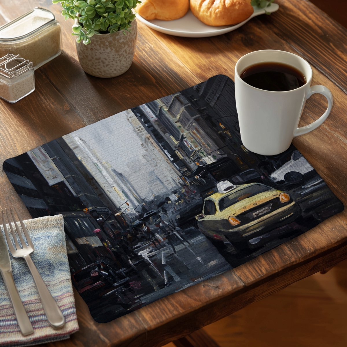 Picture of Begin Home Decor CBPM1418UZC00M 14 x 18 in. Industrial Gray Cities Braided Placemat - York in the Dark