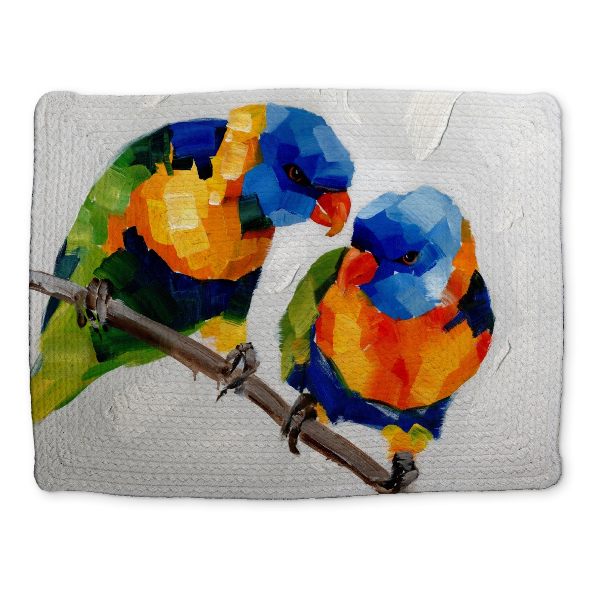 Picture of Begin Home Decor CBPM1418ENKYX3 14 x 18 in. Bird Blue Bedroom Placemat - Couple of Parrots Home Decor
