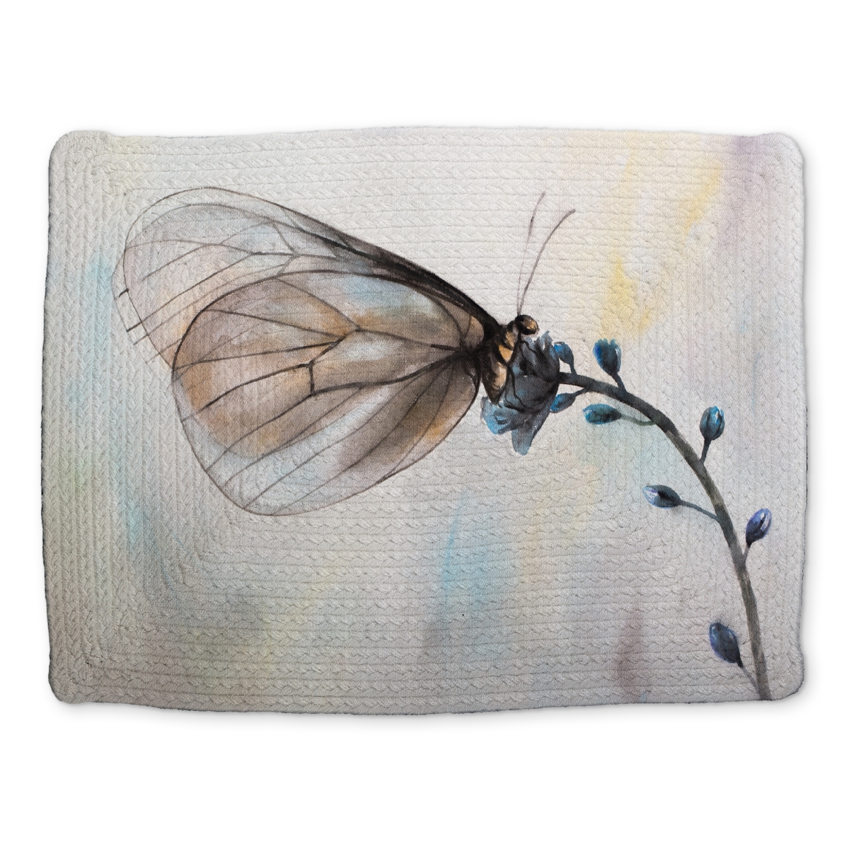 Picture of Begin Home Decor CBPM1418H4W7GQ 14 x 18 in. Butterfly on Blue Flowers Romantic Animals Bedroom Placemat