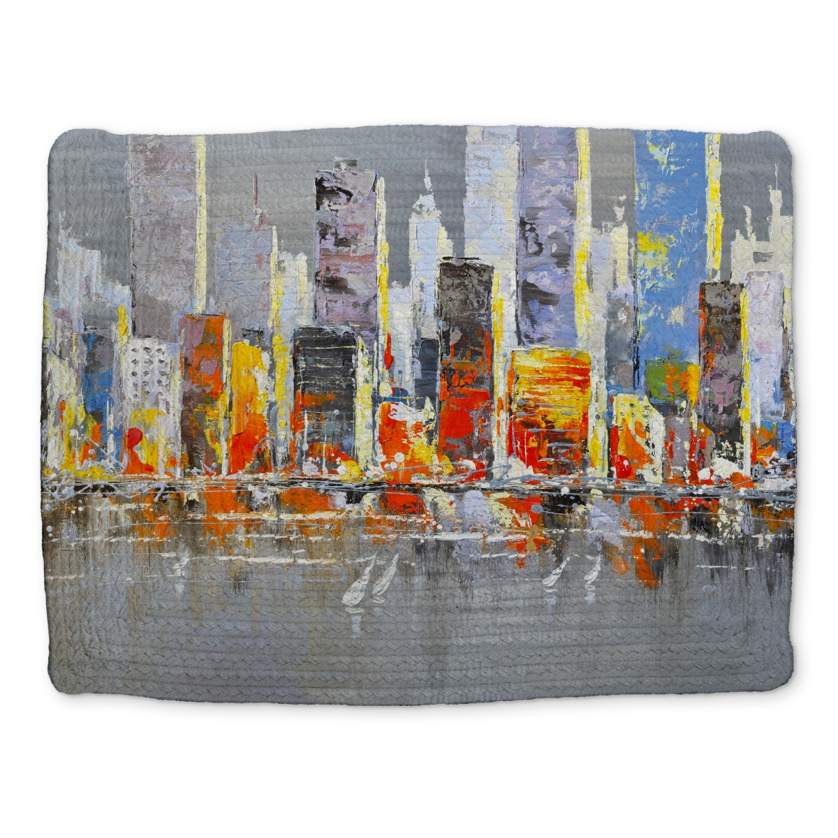 Picture of Begin Home Decor CBPM14182IPX0I 14 x 18 in. Color Splash Cityscape Blue Braided Placemat - Home Decor