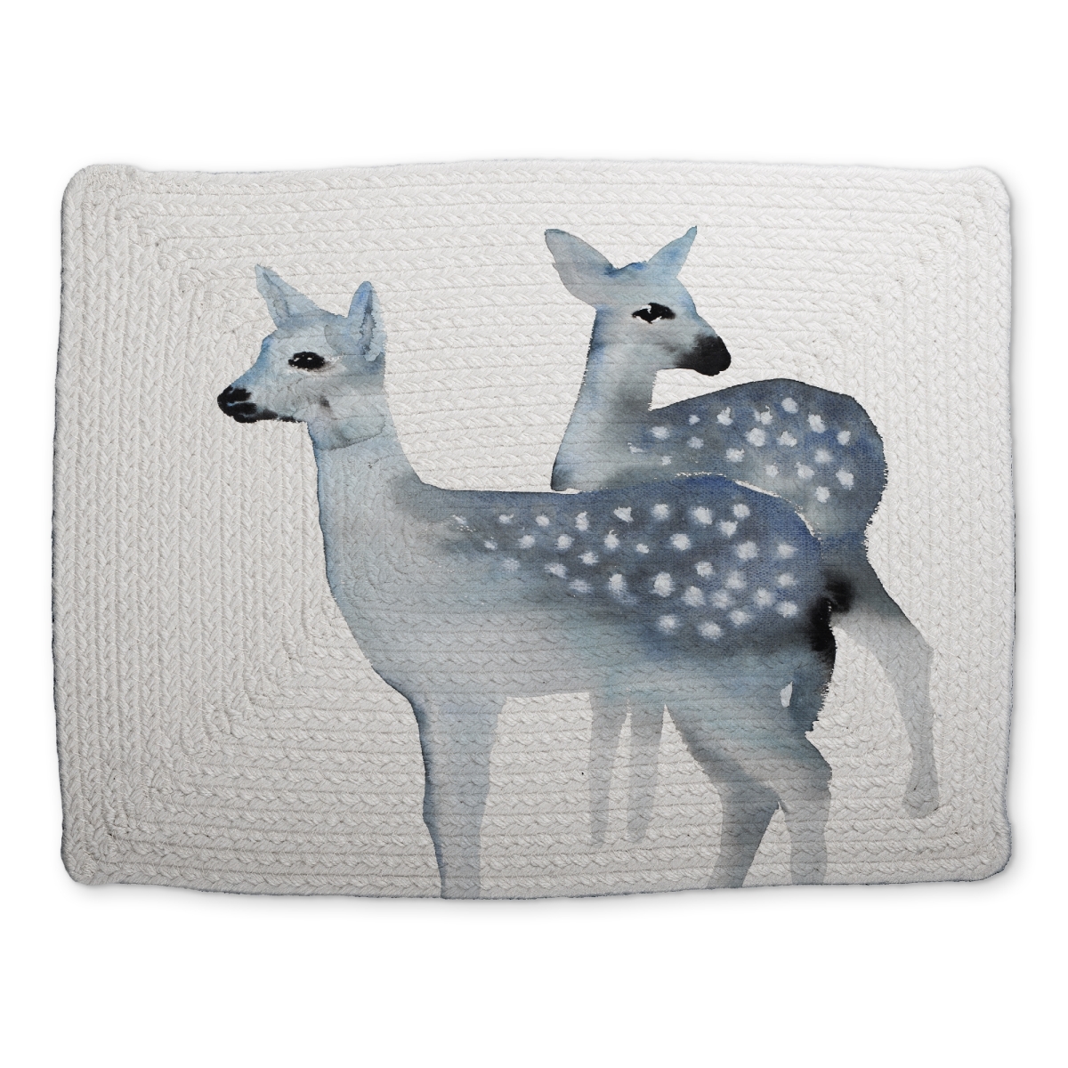 Picture of Begin Home Decor CBPM1418NVQJN2 14 x 18 in. Blue Fawns Deer Placemat - Braided Polyester Home Decor