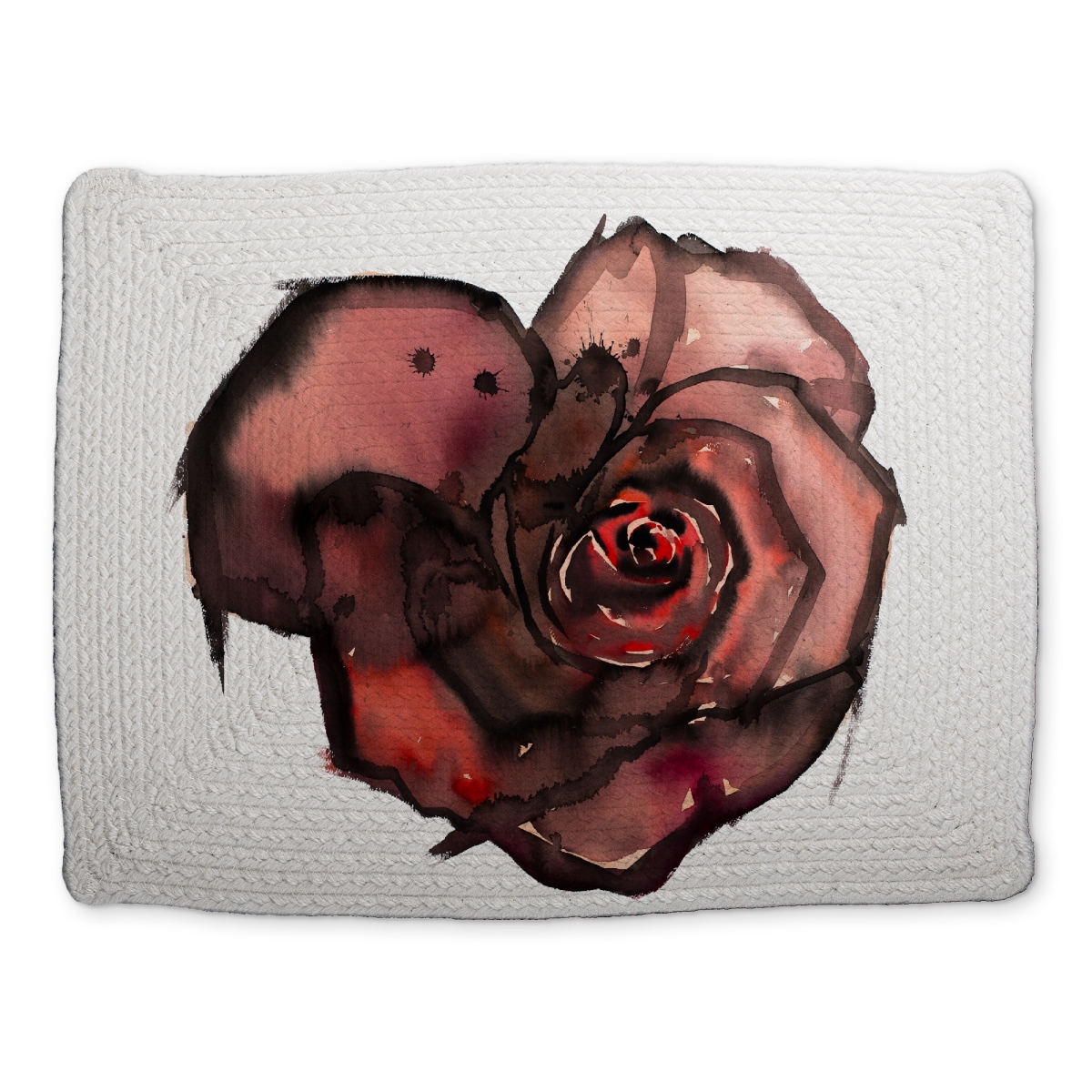 Picture of Begin Home Decor CBPM1418RPXT3G 14 x 18 in. Dark Rose Floral Braided Polyester Placemat - Romantic Decor