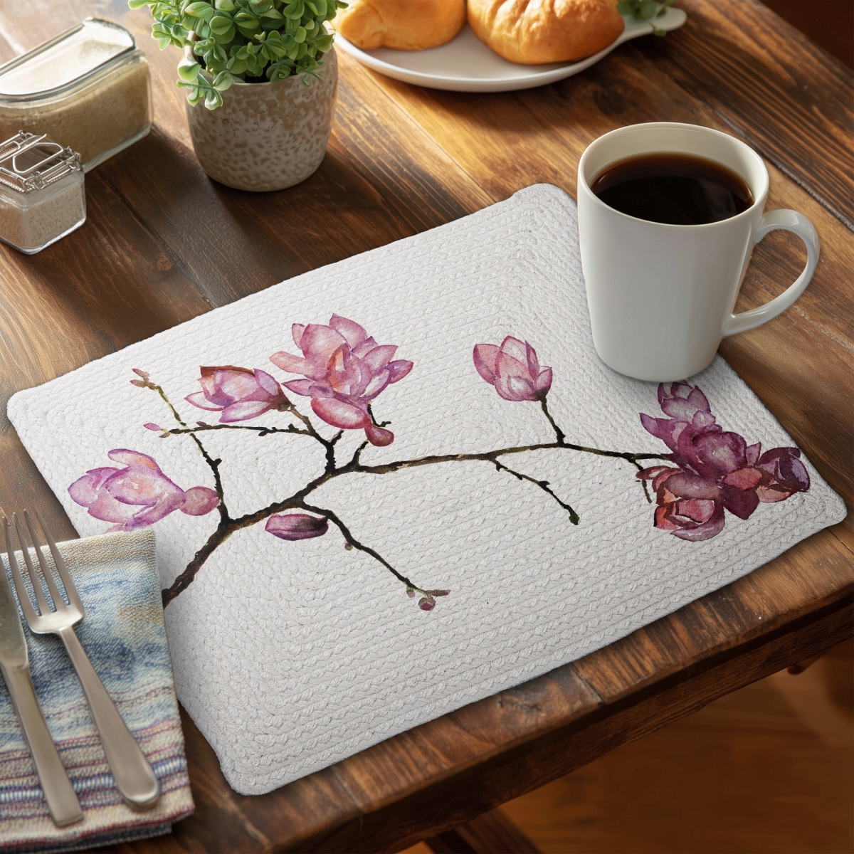Picture of Begin Home Decor CBPM1418POJIAH 14 x 18 in. Branch of Cherry Blossoms Pink Placemat - Asian Bedroom Decor