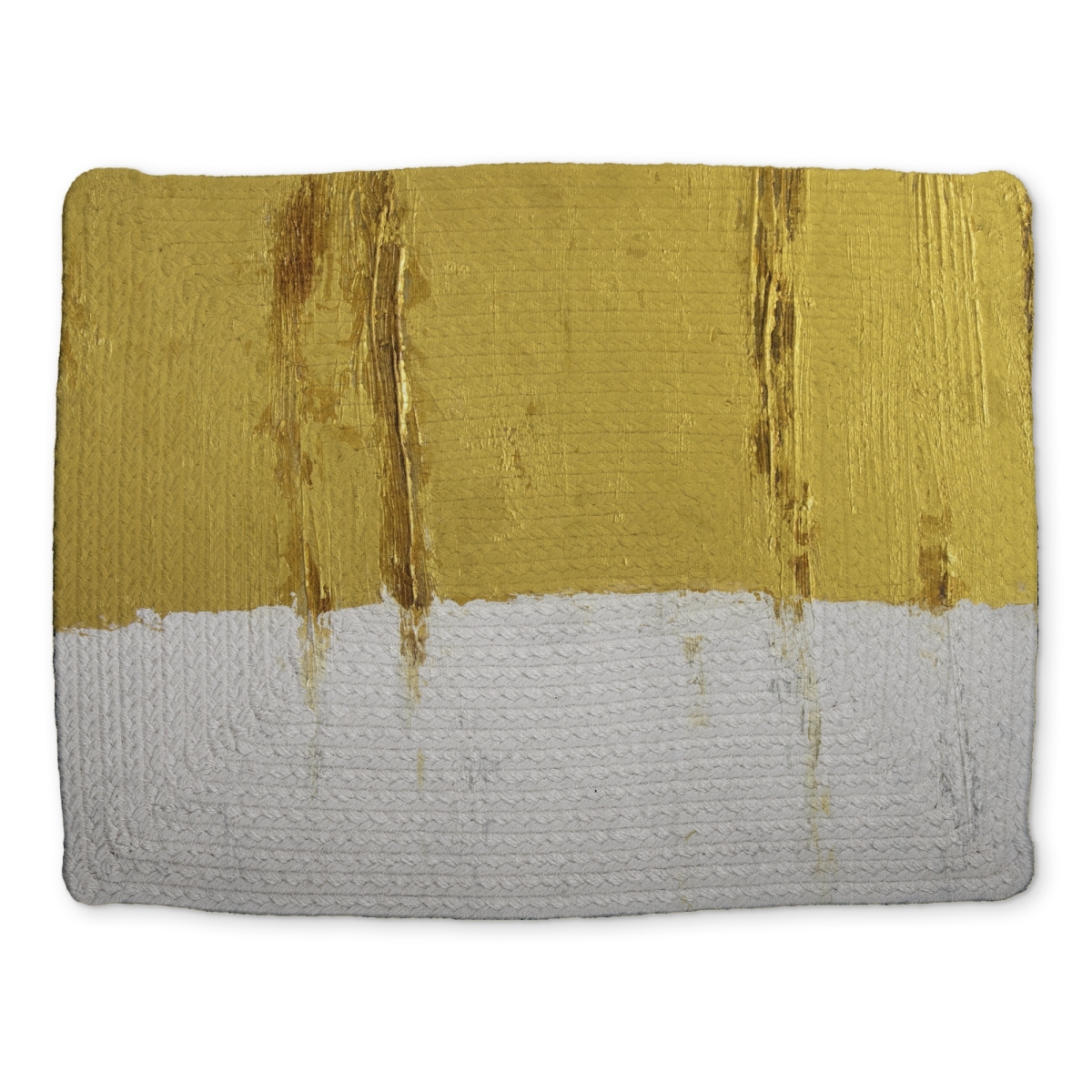 Picture of Begin Home Decor CBPM1418RS2ZXX 14 x 18 in. Modern White Abstract Braided Polyester Placemat - Golden Stripe