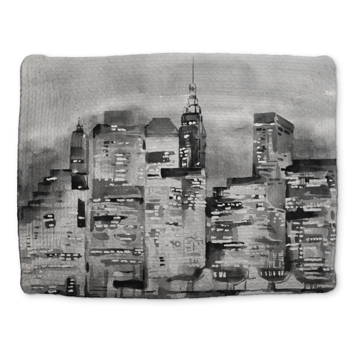 Picture of Begin Home Decor CBPM1418WVZEF9 14 x 18 in. Industrial Cities Gray Braided Placemat - Watercolor Cityscape