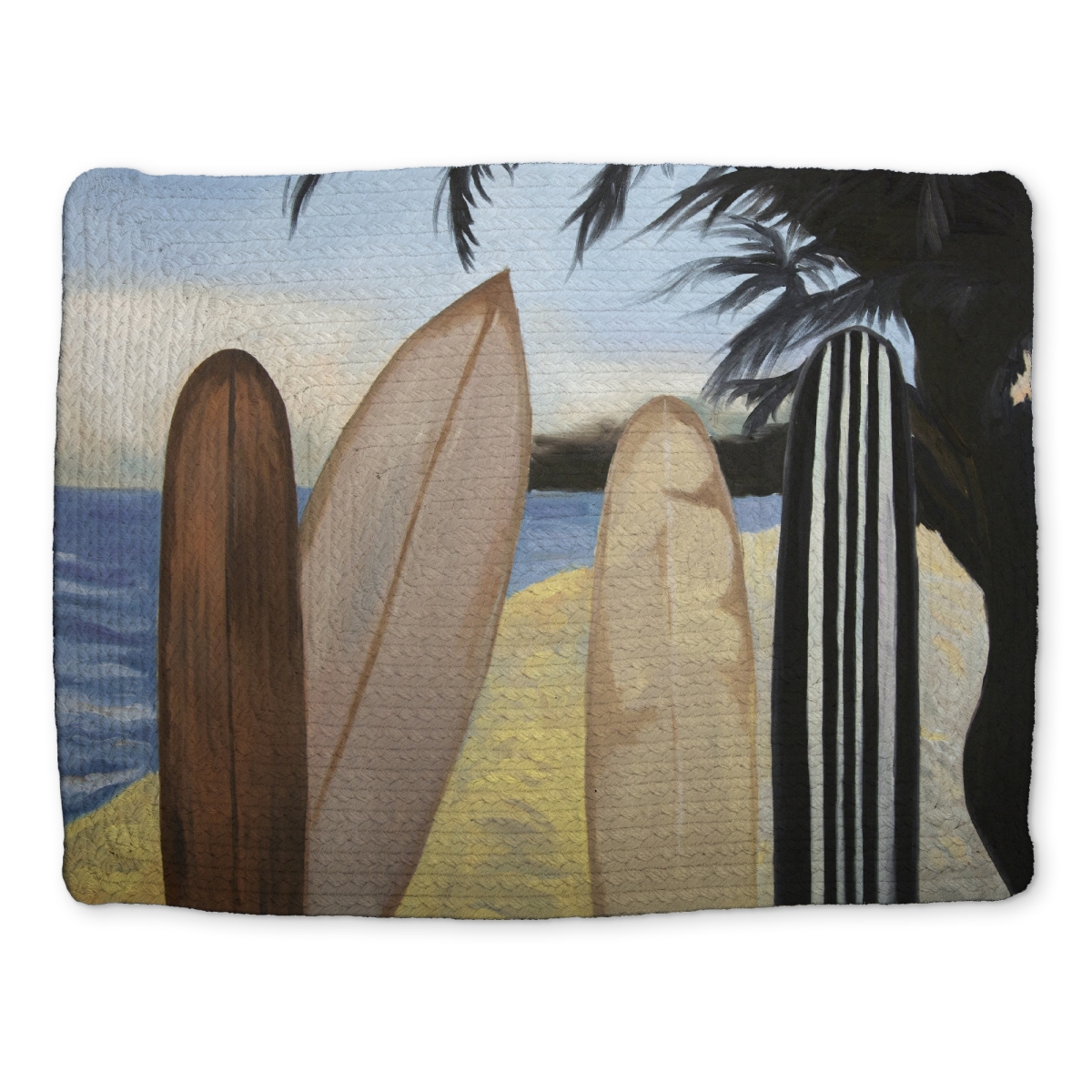 Picture of Begin Home Decor CBPM1418IJYGY9 14 x 18 in. Coastal Surfboard Braided Placemat - Bedroom Home Decor