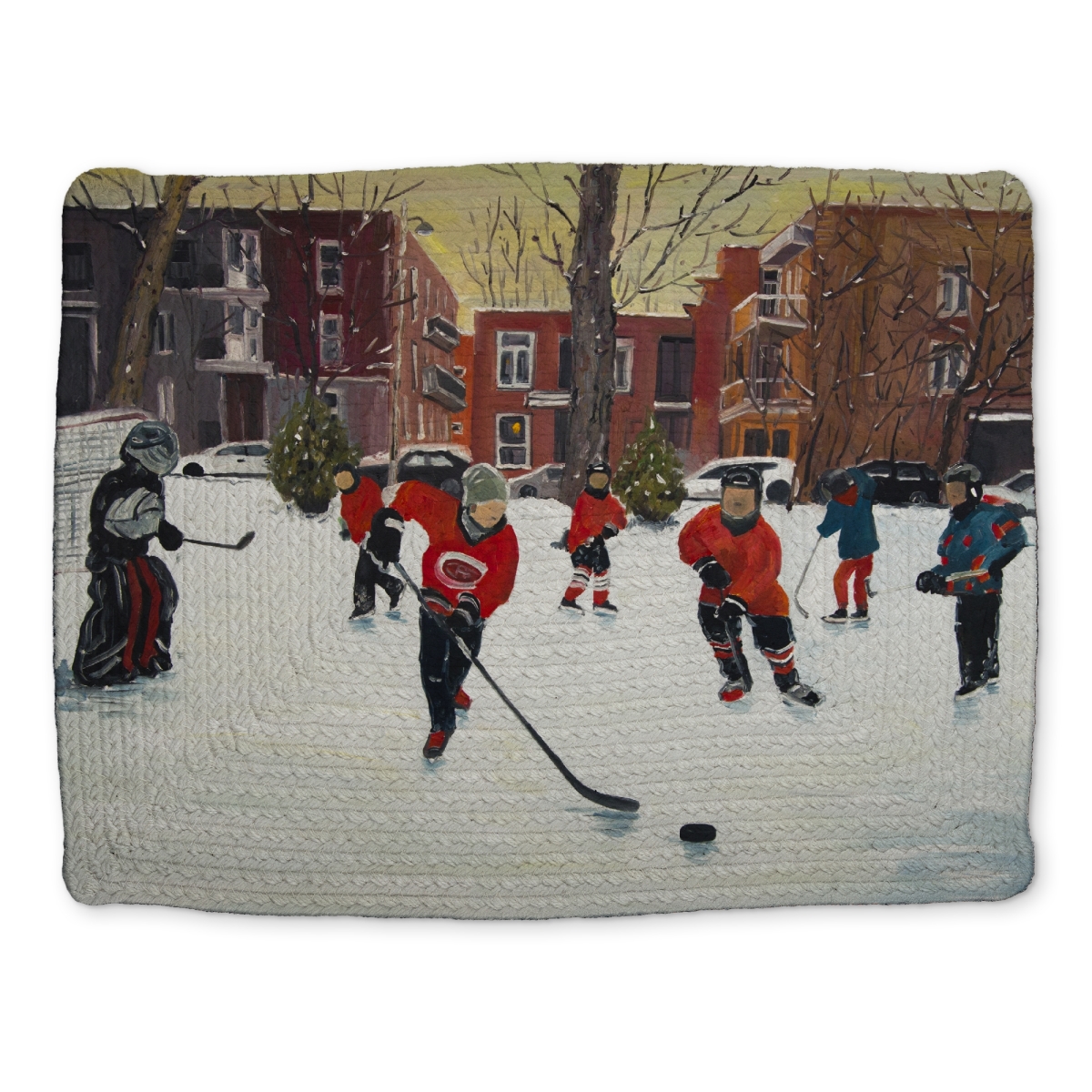 Picture of Begin Home Decor CBPM1418ARE5HM 14 x 18 in. Young Hockey Players Placemat - Braided Polyester Decor