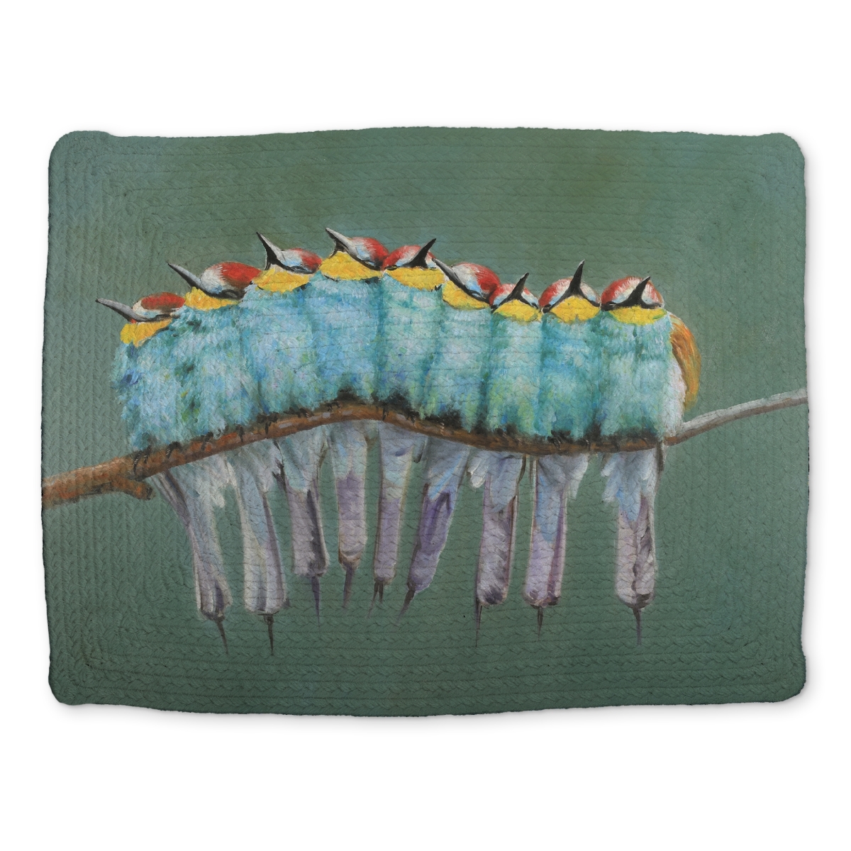 Picture of Begin Home Decor CBPM1418XRH337 14 x 18 in. Green Bird Hyperrealist Polyester Placemat - Birds on Branch Decor