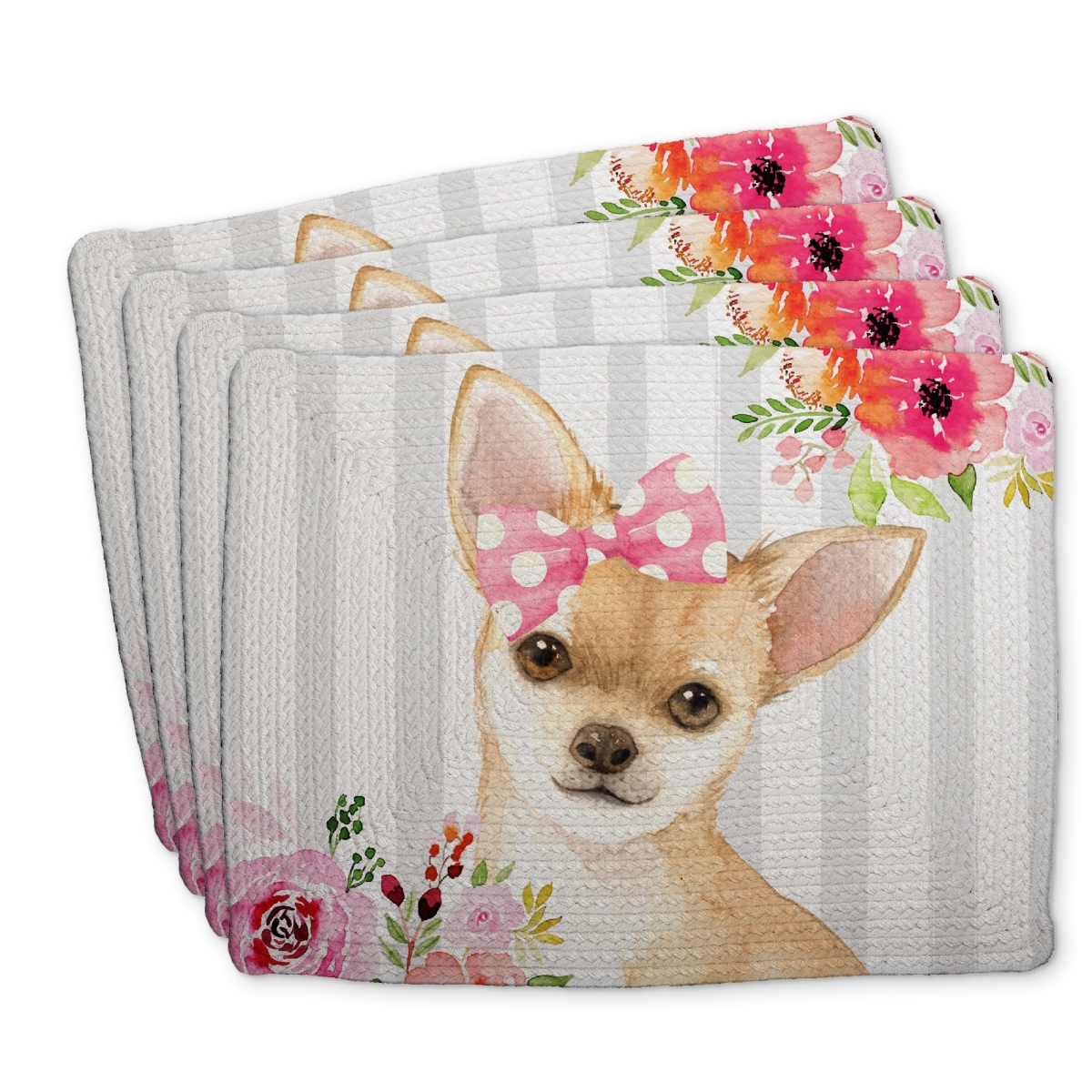 Picture of Begin Home Decor C4BP1418JXAQ8Q 14 x 18 in. Chihuahua Dog Braided Polyester Placemat - Home Decor Accent - Set of 4