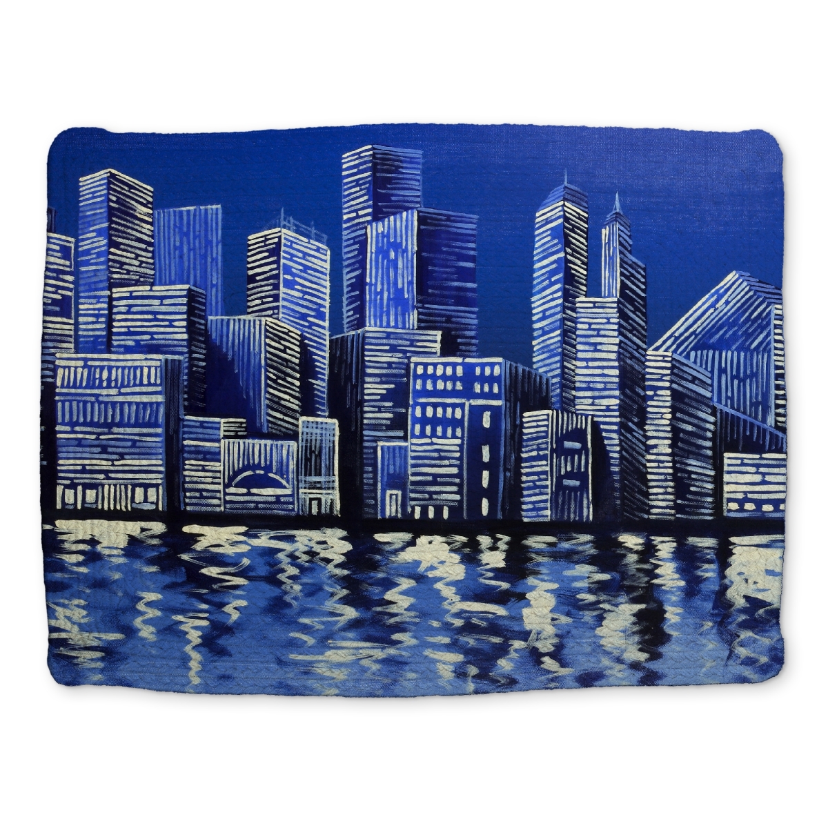 Picture of Begin Home Decor CBPM14183PSBRY 14 x 18 in. Blue Skyline Braided Polyester Placemat - Cities Bedroom Decor