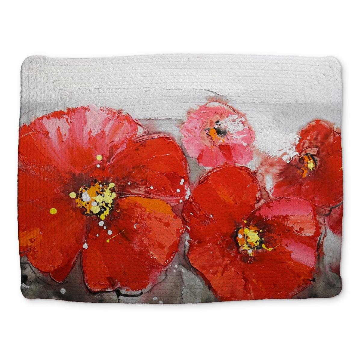 Picture of Begin Home Decor CBPM1418NXF132 14 x 18 in. Gray Floral Braided Placemat - Red Flowers - Home Decor