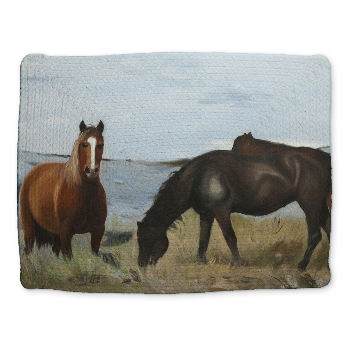 Picture of Begin Home Decor CBPM1418YO392W 14 x 18 in. Rustic Animals Braided Placemat - Horses in Meadow Decor