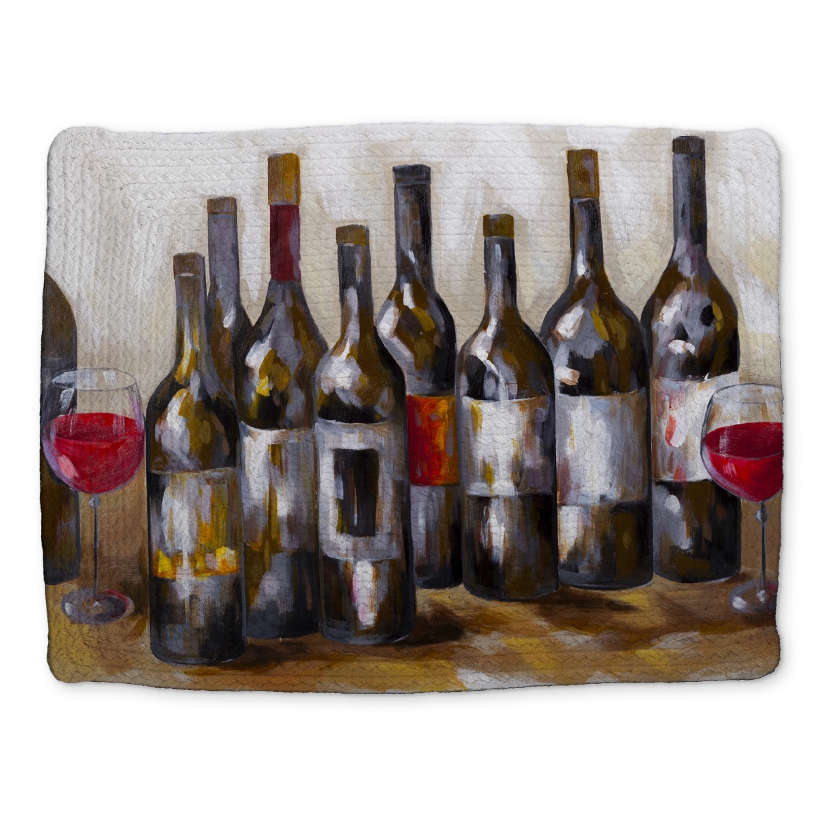 Picture of Begin Home Decor CBPM1418WGD2TN 14 x 18 in. Red Wine Bottles Braided Polyester Placemat - Home Decor