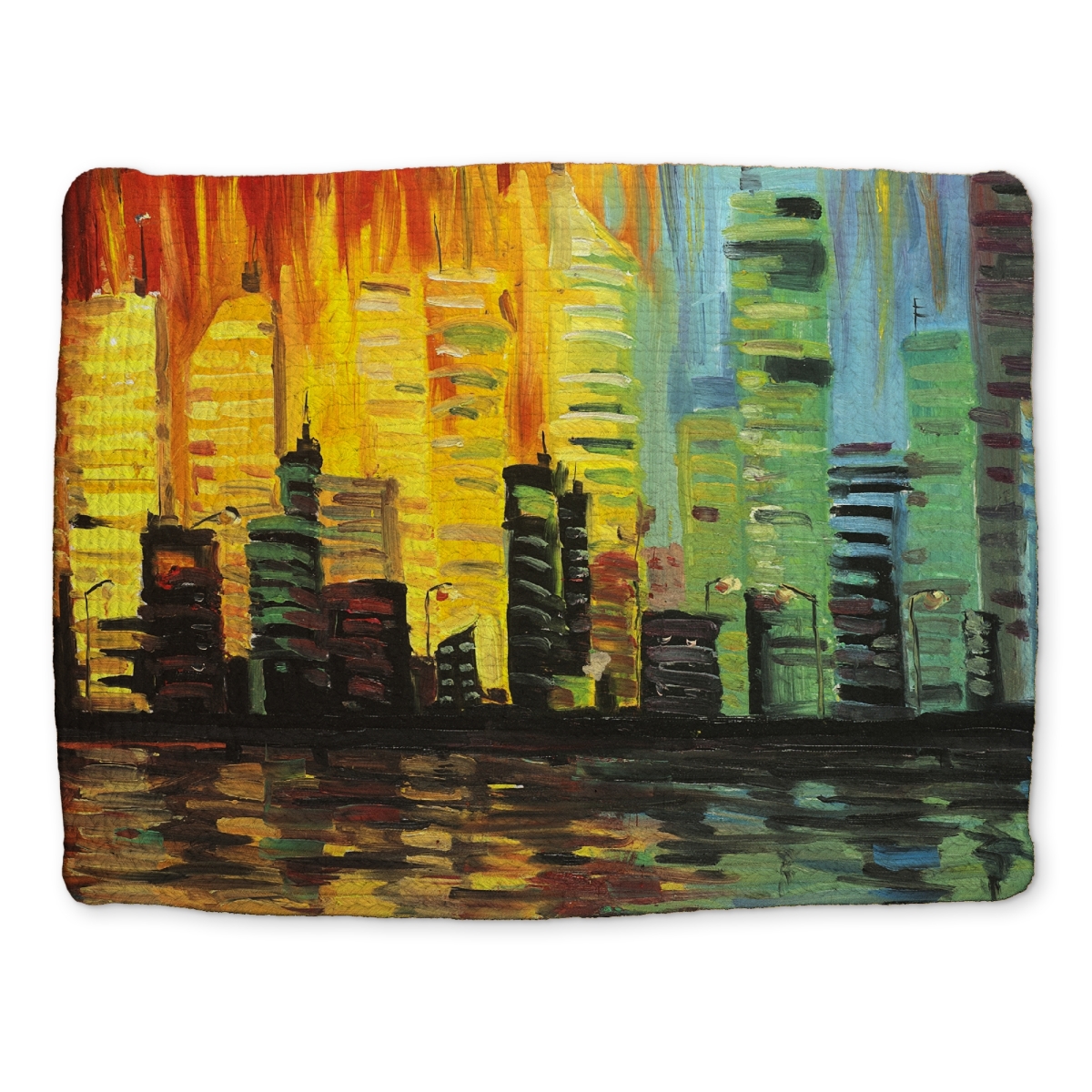 Picture of Begin Home Decor CBPM14182JHF5J 14 x 18 in. City with Color Tones - Blue Braided Polyester Placemat