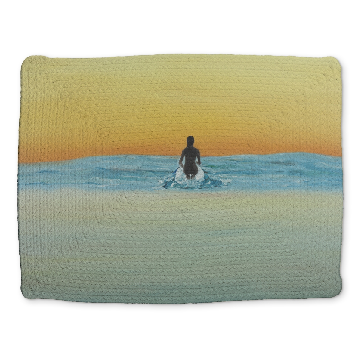 Picture of Begin Home Decor CBPM1418I6KK6D 14 x 18 in. Scenic Sea Blue Braided Placemat - Surfer Dawn Home Decor
