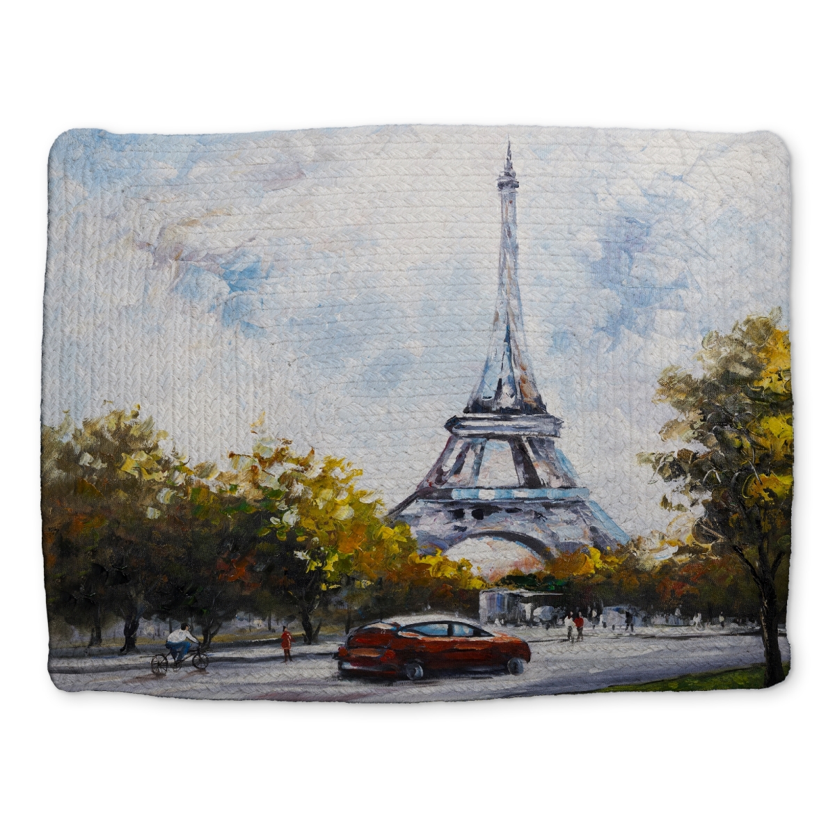 Picture of Begin Home Decor CBPM1418JYPDUG 14 x 18 in. Driving Near the Eiffel Tower Blue Braided Placemat Decor