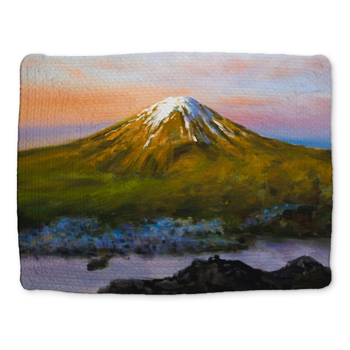 Picture of Begin Home Decor CBPM14184ESUT8 14 x 18 in. Blue Bedroom Spiritual Placemat - Landscape Mount Fuji Decor