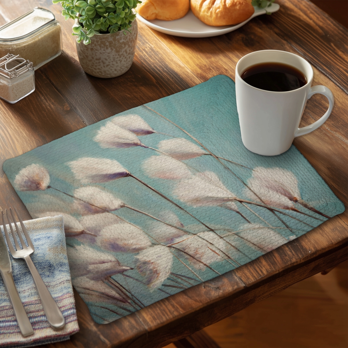 Picture of Begin Home Decor CBPM14182GMBU2 14 x 18 in. Botanical Romantic Bedroom Braided Placemat - Cotton Grass Design