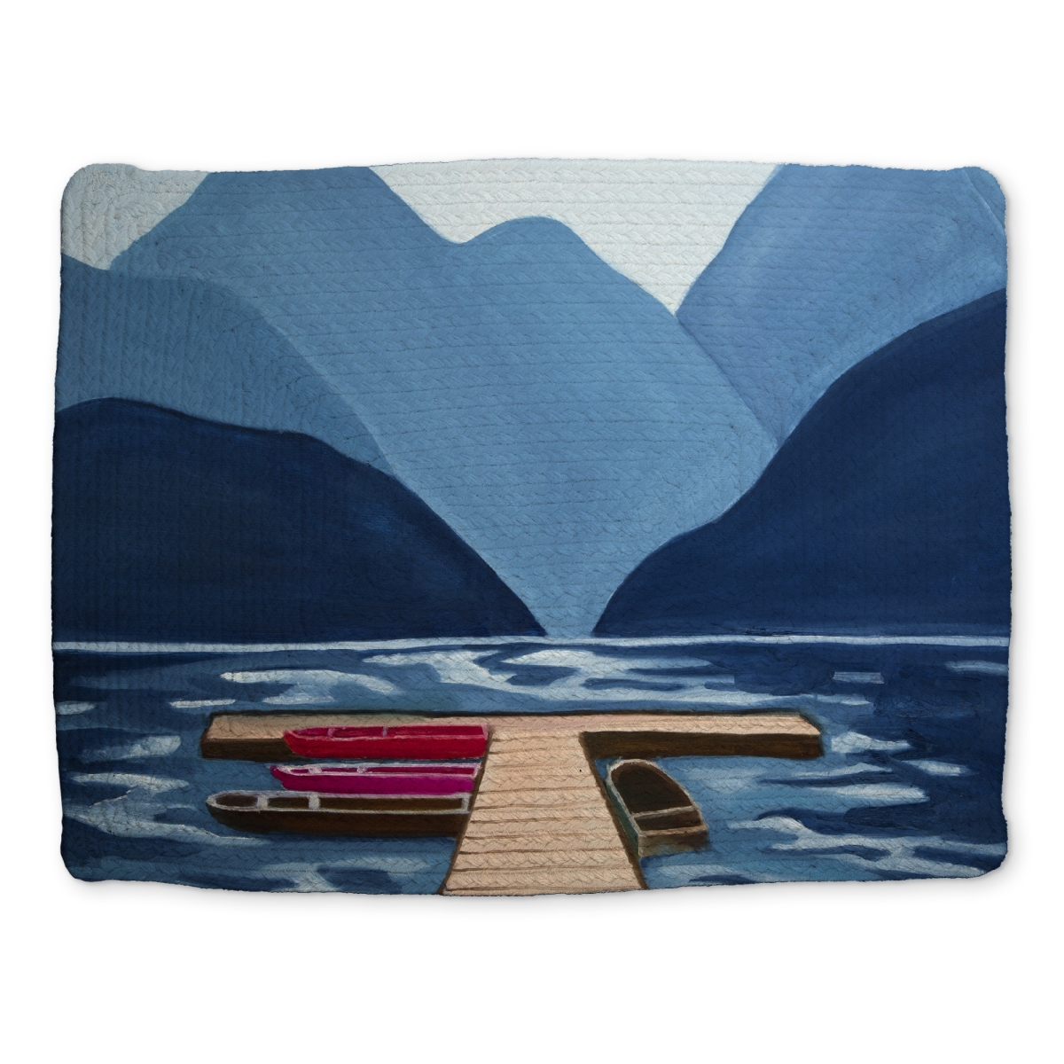 Picture of Begin Home Decor CBPM14183GOIUN 14 x 18 in. Coastal Bedroom Blue Braided Placemat - Lake, Quai & Mountains