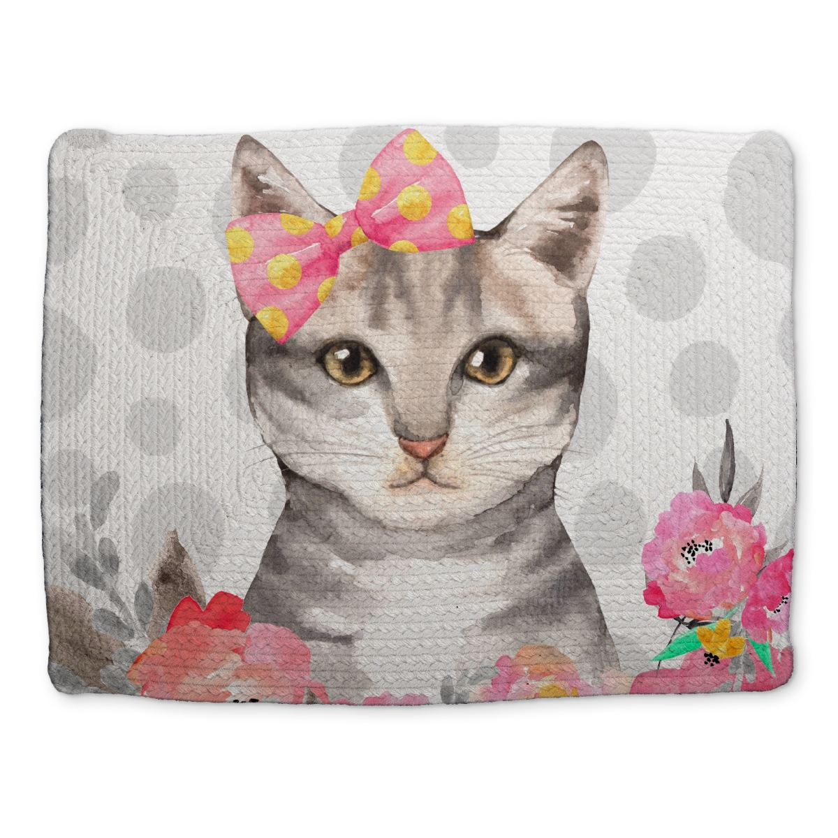 Picture of Begin Home Decor CBPM1418UM771X 14 x 18 in. Charming Cat Braided Polyester Placemat - Animal Home Decor