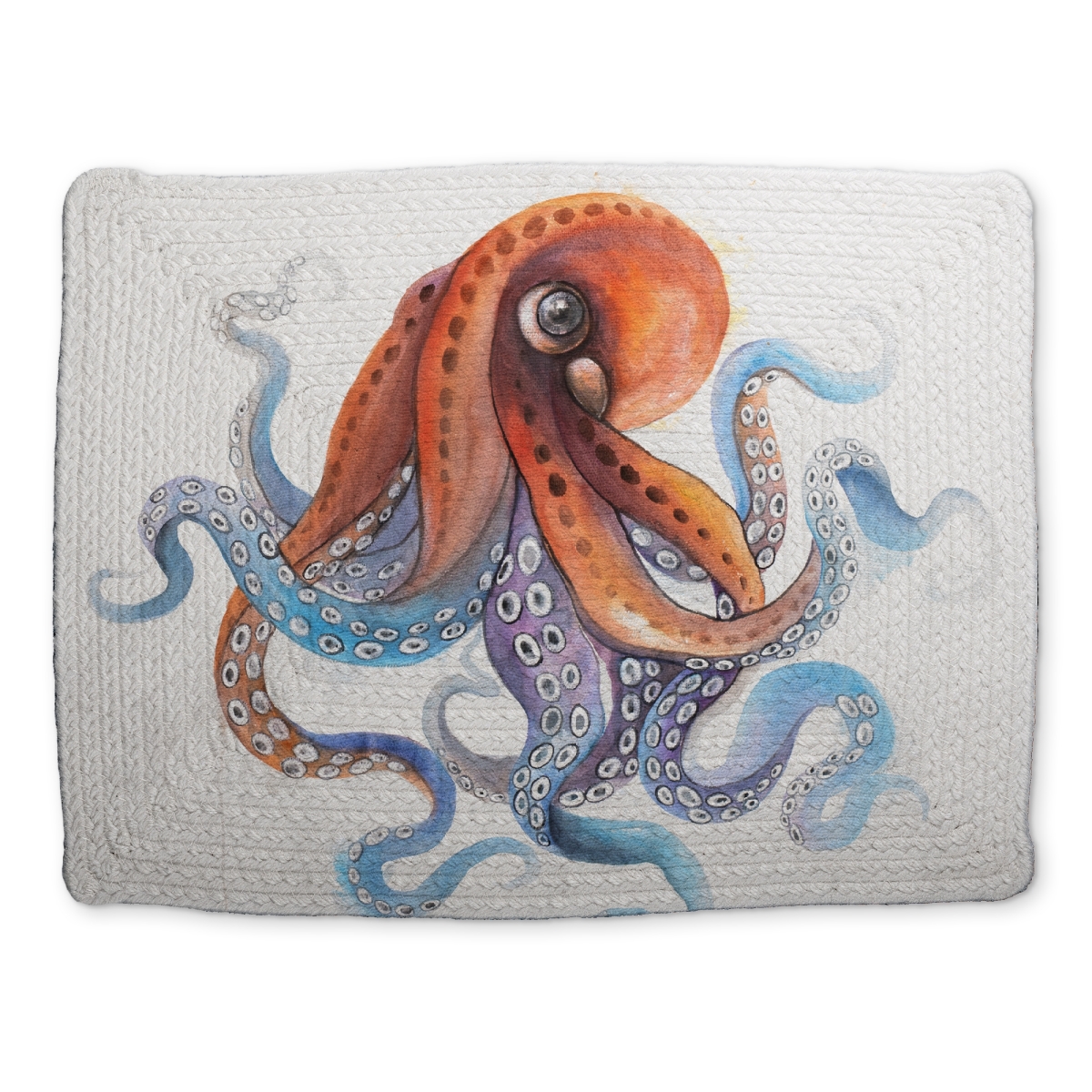 Picture of Begin Home Decor CBPM1418ZEFSX6 14 x 18 in. Funny Colorful Octopus Placemat - Blue Animals Bedroom Decor