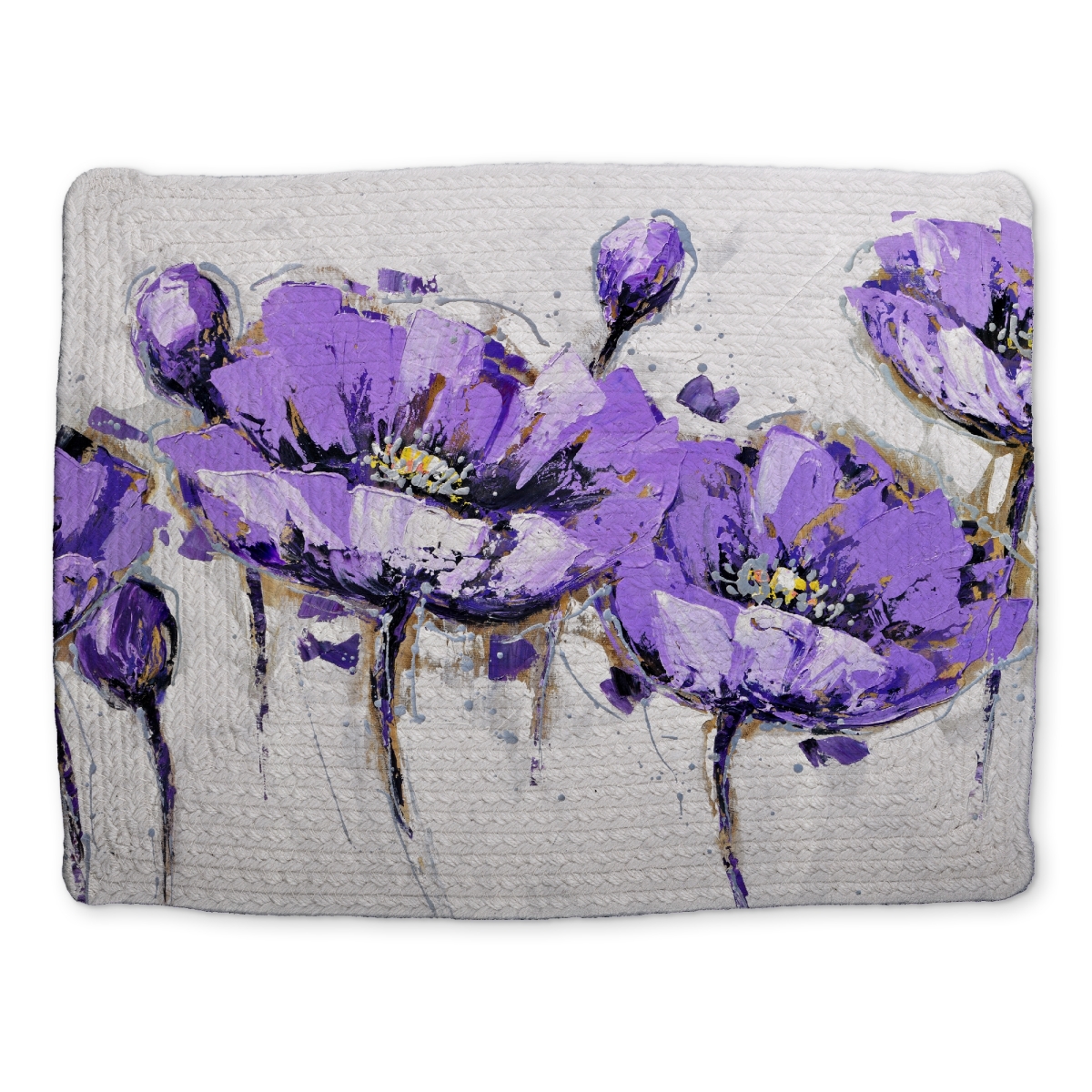 Picture of Begin Home Decor CBPM1418AF2JSL 14 x 18 in. Abstract Purple Flowers Botanical Braided Placemat - Home Decor