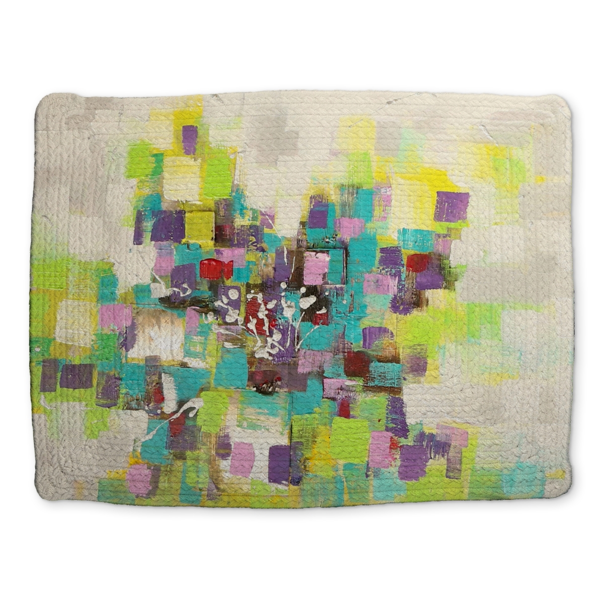 Picture of Begin Home Decor CBPM1418I1FG9L 14 x 18 in. Abstract Squares Flowers Placemat - Braided Polyester Decor
