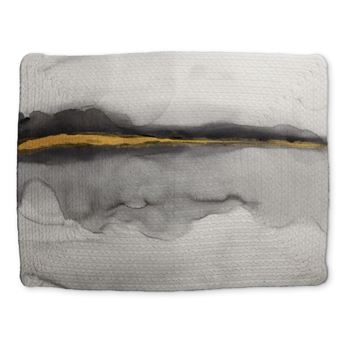 Picture of Begin Home Decor CBPM1418RGDHW6 14 x 18 in. Gold Stripe Abstract White Braided Placemat - Home Decor