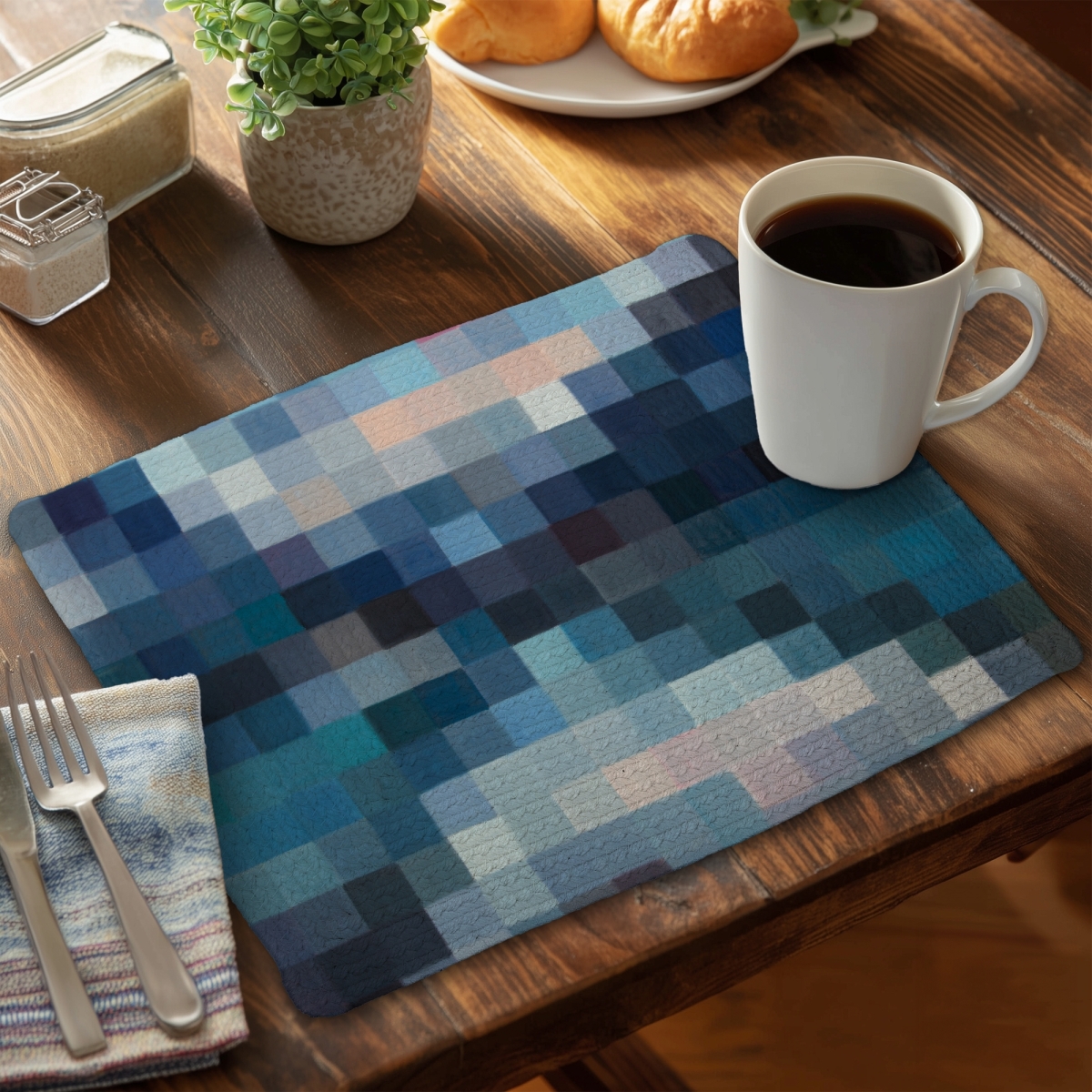 Picture of Begin Home Decor CBPM141800JA1P 14 x 18 in. Pixelated Mountain Landscape Blue Bedroom Placemat - Home Decor
