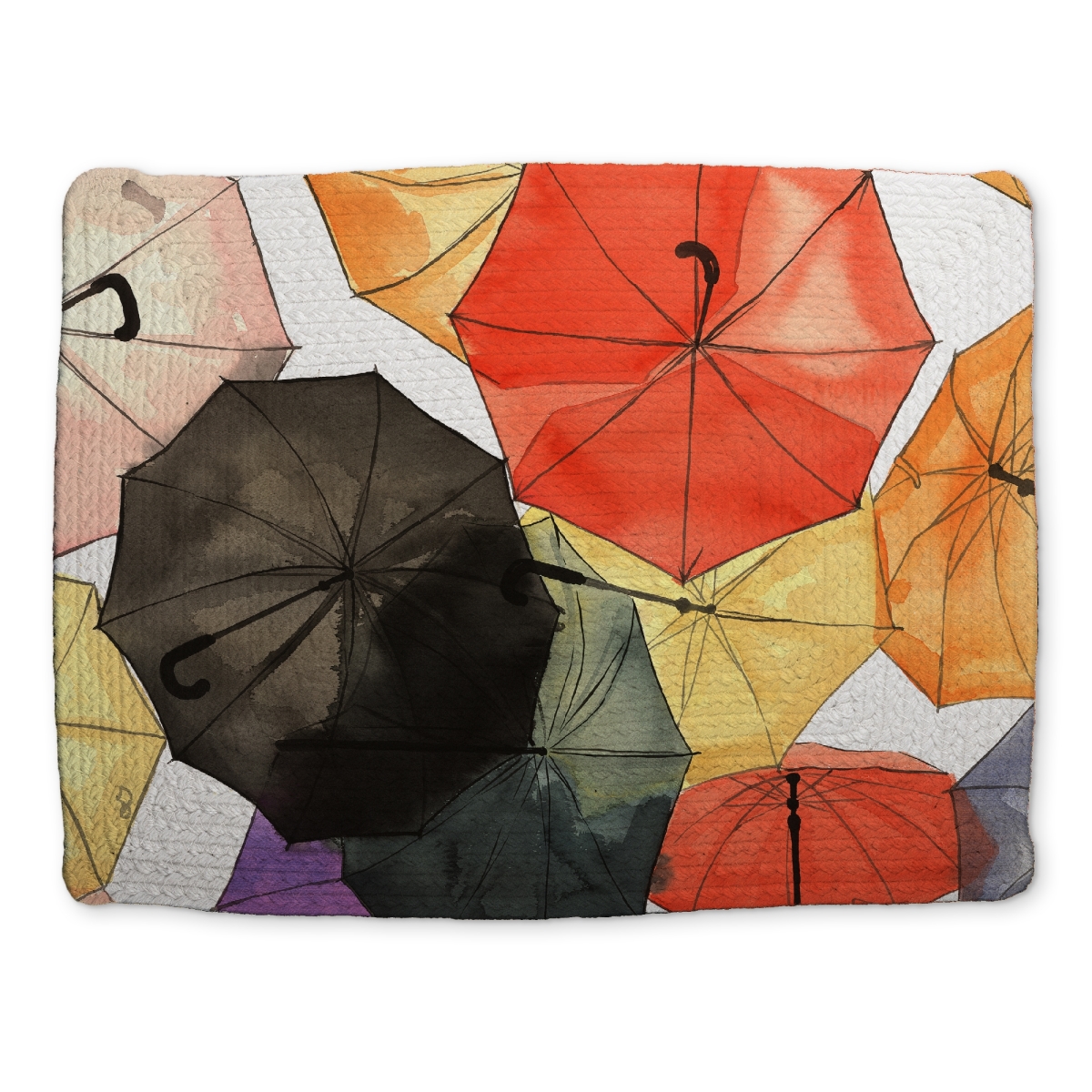 Picture of Begin Home Decor CBPM14188OPRNO 14 x 18 in. Suspended Umbrellas Red Shapes Braided Placemat - Home Decor