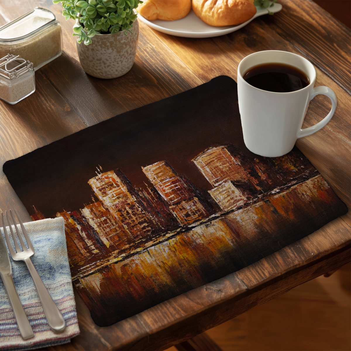 Picture of Begin Home Decor CBPM1418V1RFIF 14 x 18 in. Bedroom Brown Industrial Braided Polyester Placemat - Earth Tones