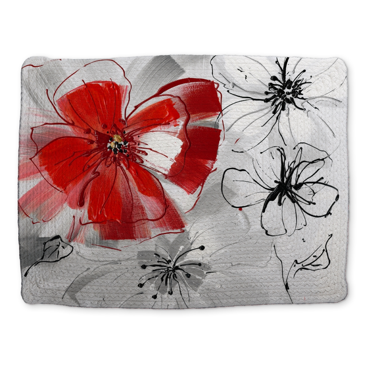 Picture of Begin Home Decor CBPM141816OB1V 14 x 18 in. Contemporary Red & Gray Floral Placemat - Botanical Bedroom Decor