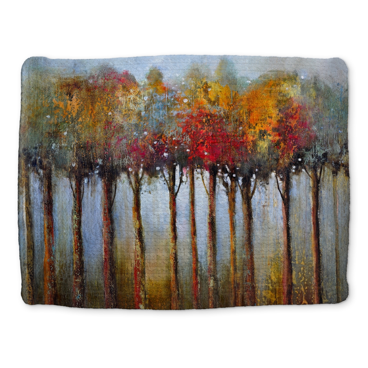 Picture of Begin Home Decor CBPM1418B3AT04 14 x 18 in. Colorful Leaves Trees Blue Placemat - Contemporary Home Decor
