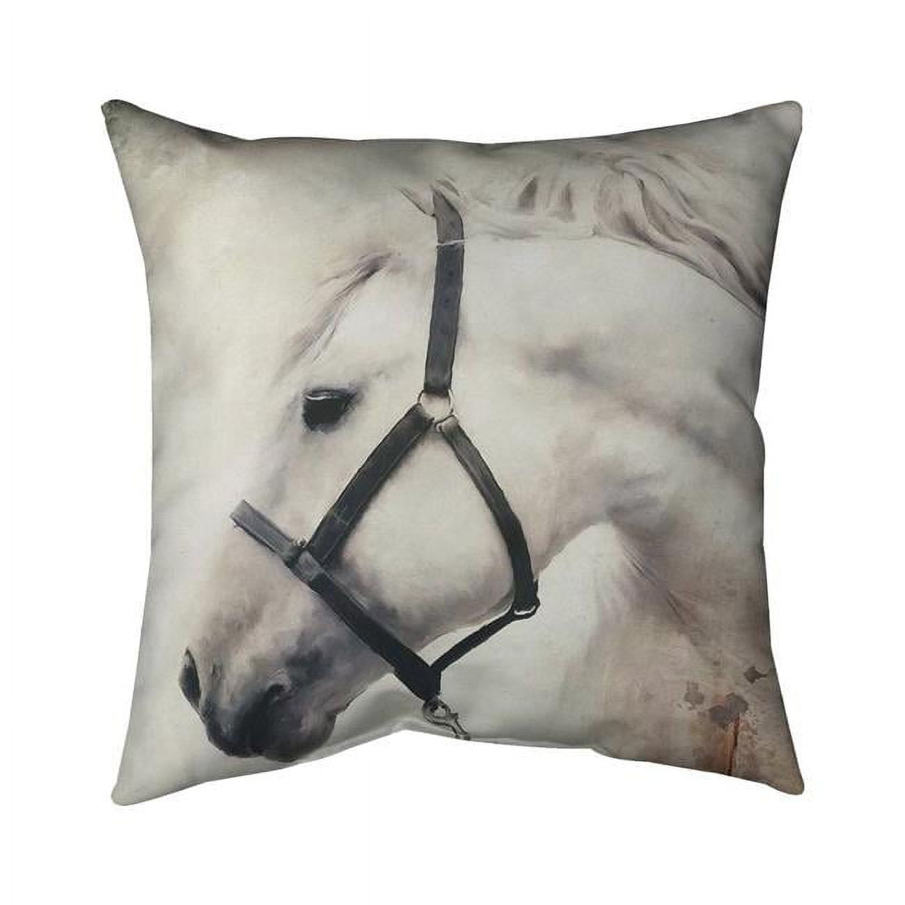 18 x 18 in. Darius The White Horse-Double Sided Print Indoor Pillow