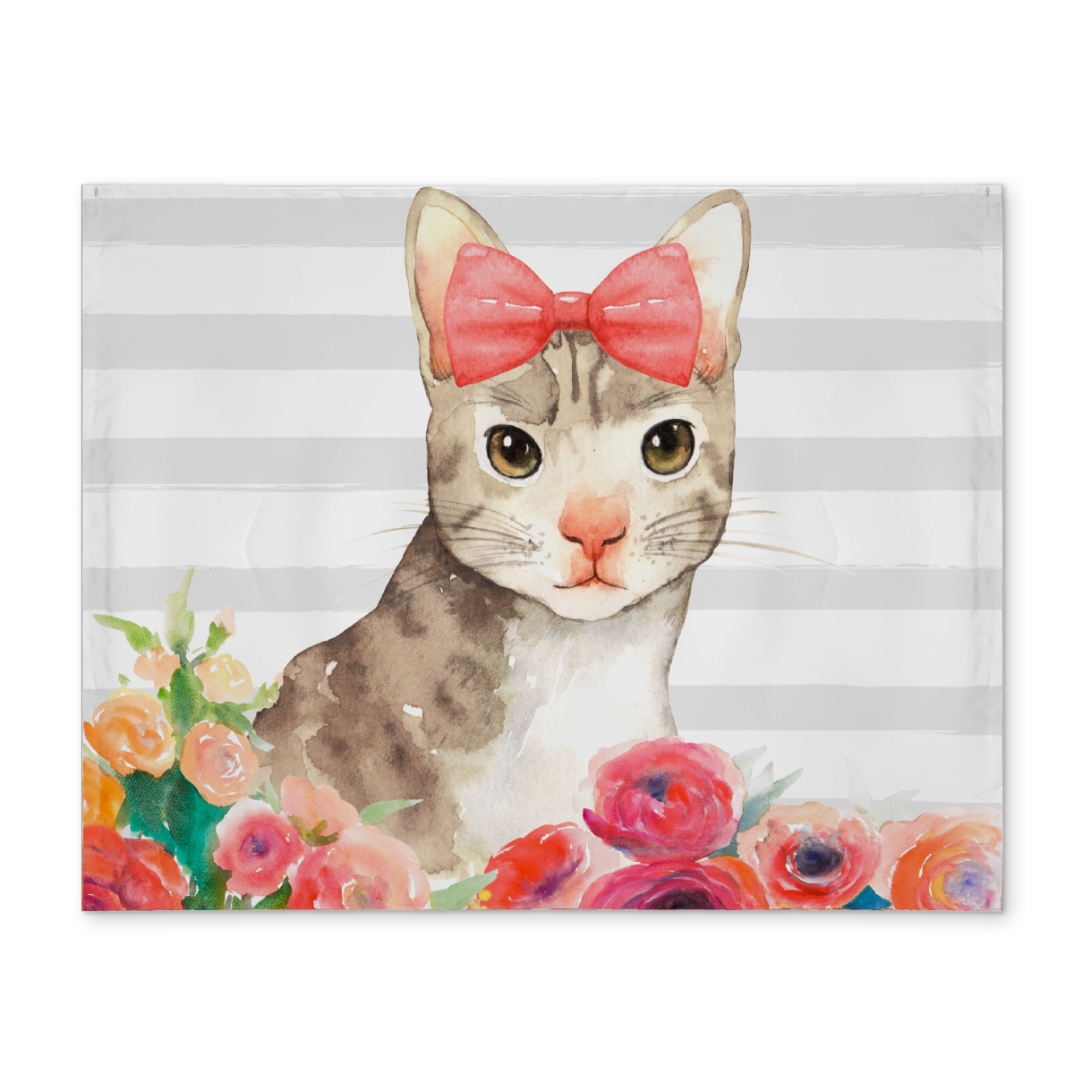Picture of Begin Home Decor CPPM14185OKMF4 14 x 18 in. Small Cat with Flowers Pets Placemat - Animal Bedroom Decor