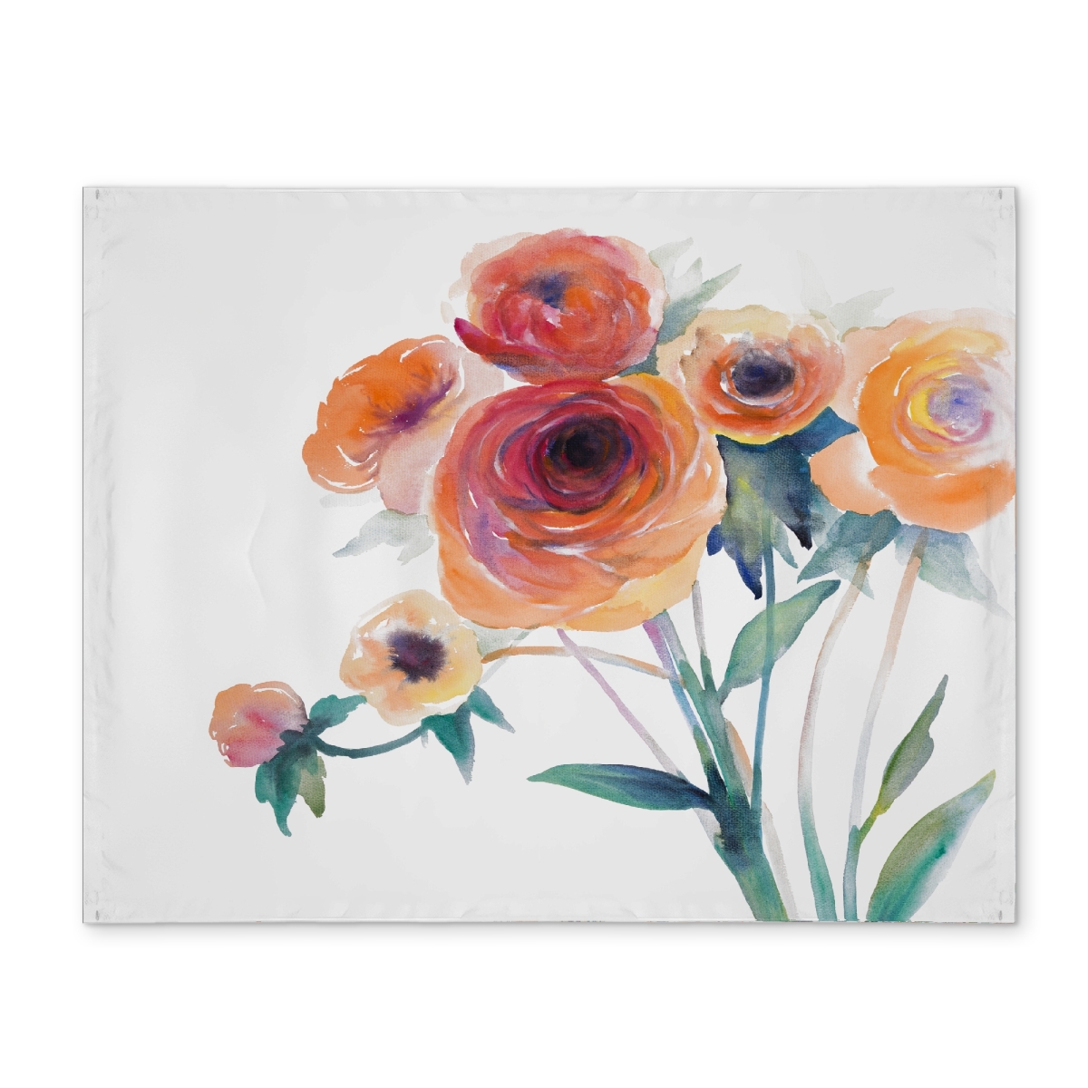 Picture of Begin Home Decor CPPM14186JRJ44 14 x 18 in. Romantic Watercolor Flowers Orange Placemat - Home Decor