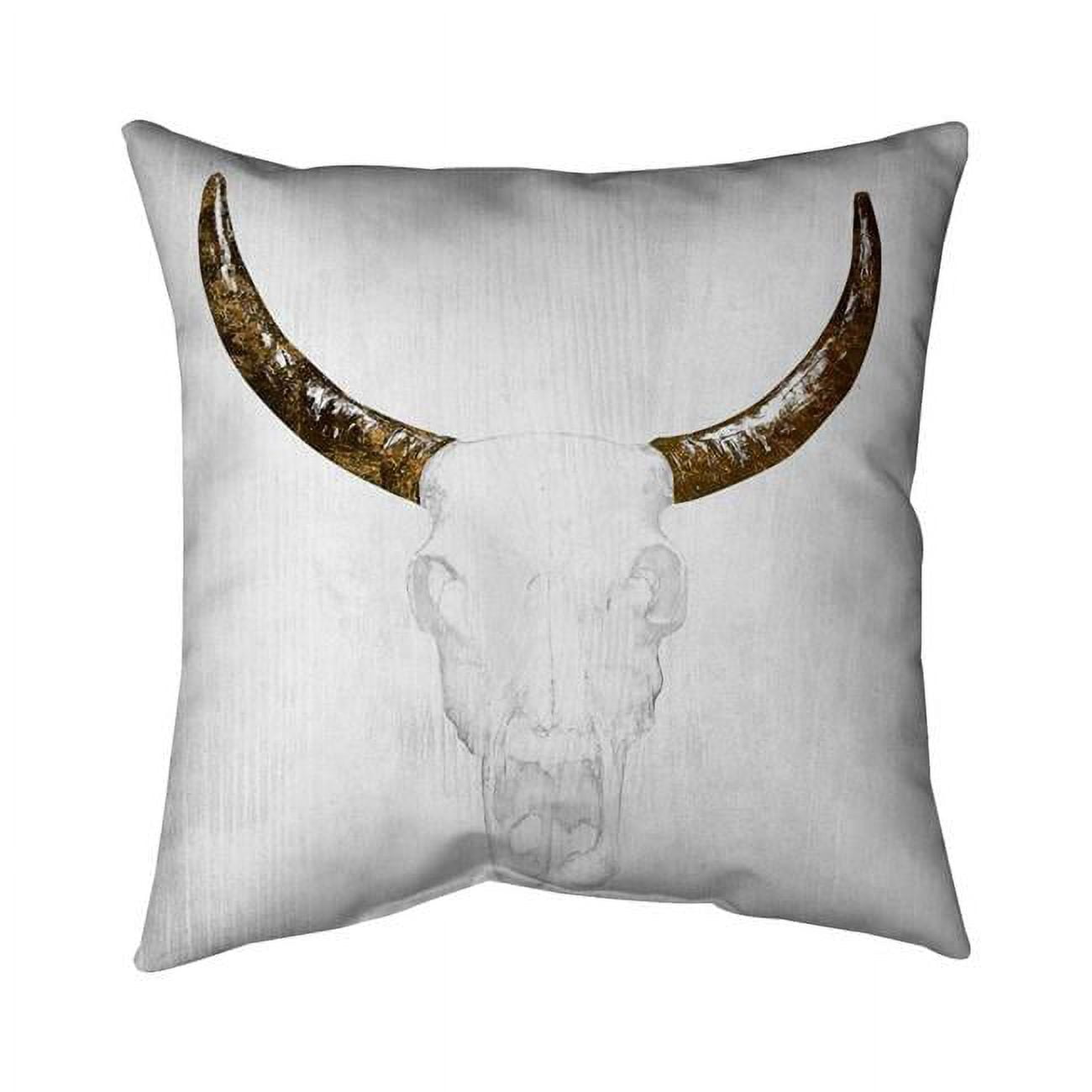 18 x 18 in. Bull Skull with Brown Horns-Double Sided Print Indoor Pillow